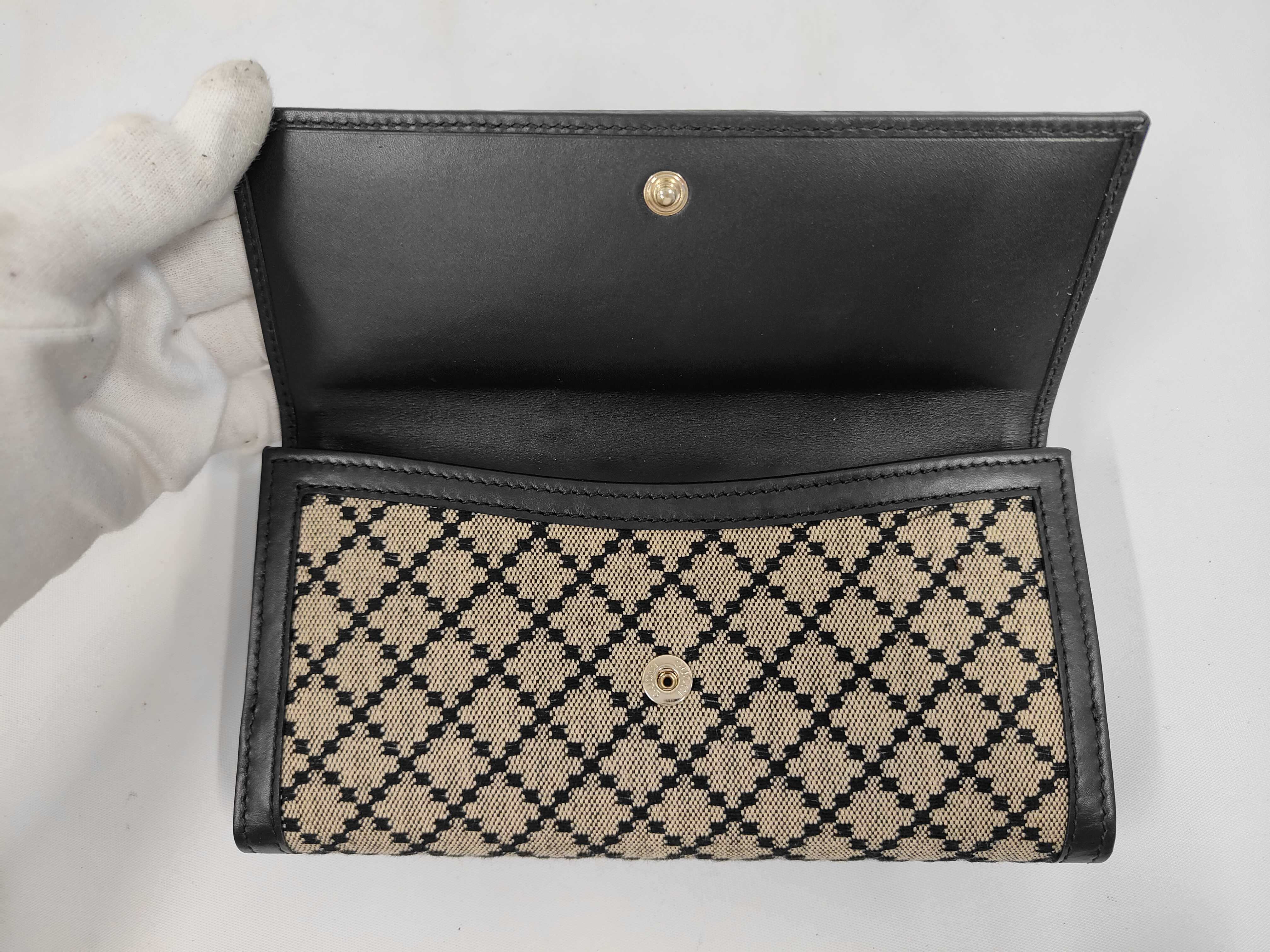 Diamante Long Flap Wallet, Canvas Leather, Beige/Black, Gucci Wallet — view 5