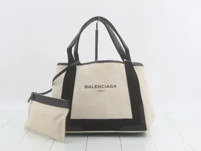 Navy Cabas, Ivory, Black Canvas