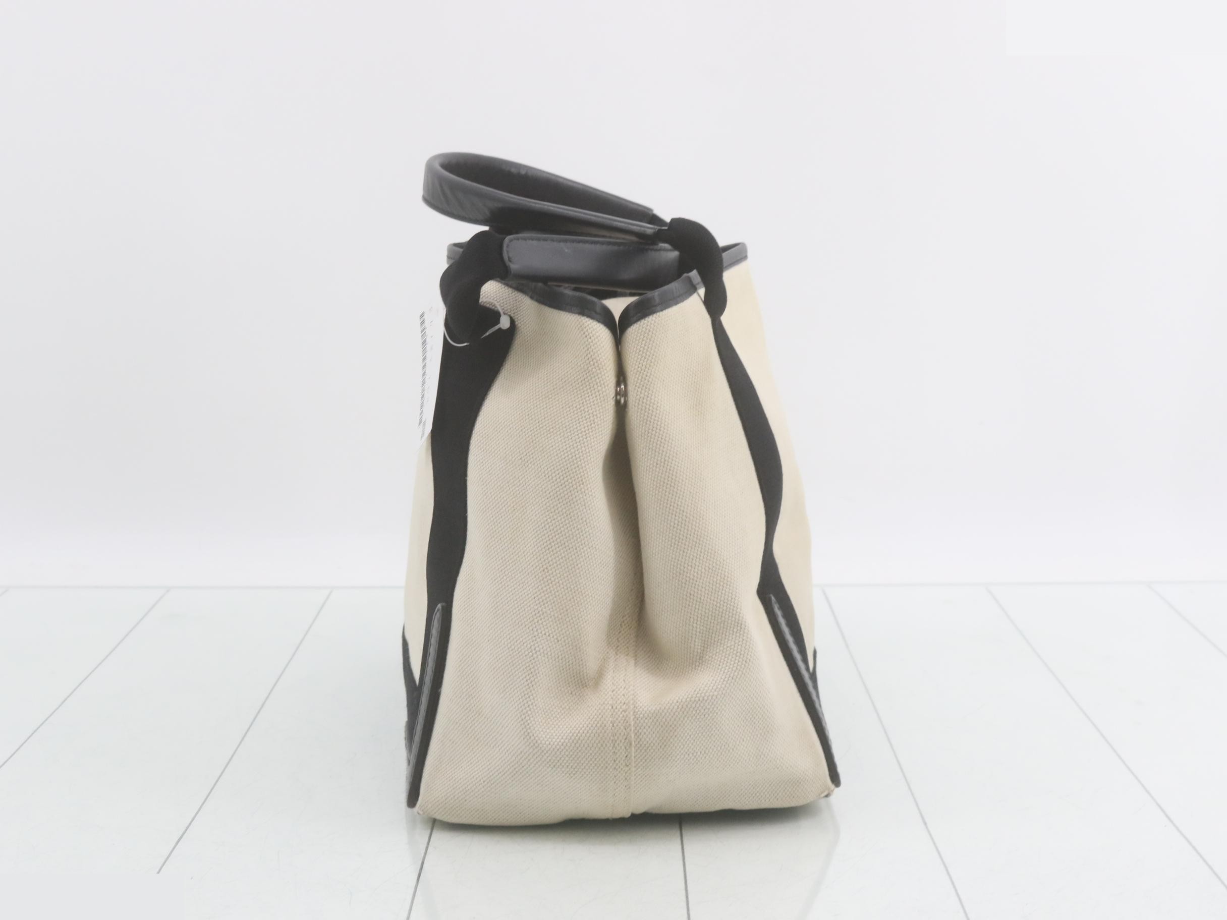 Navy Cabas, Ivory, Black Canvas — view 3