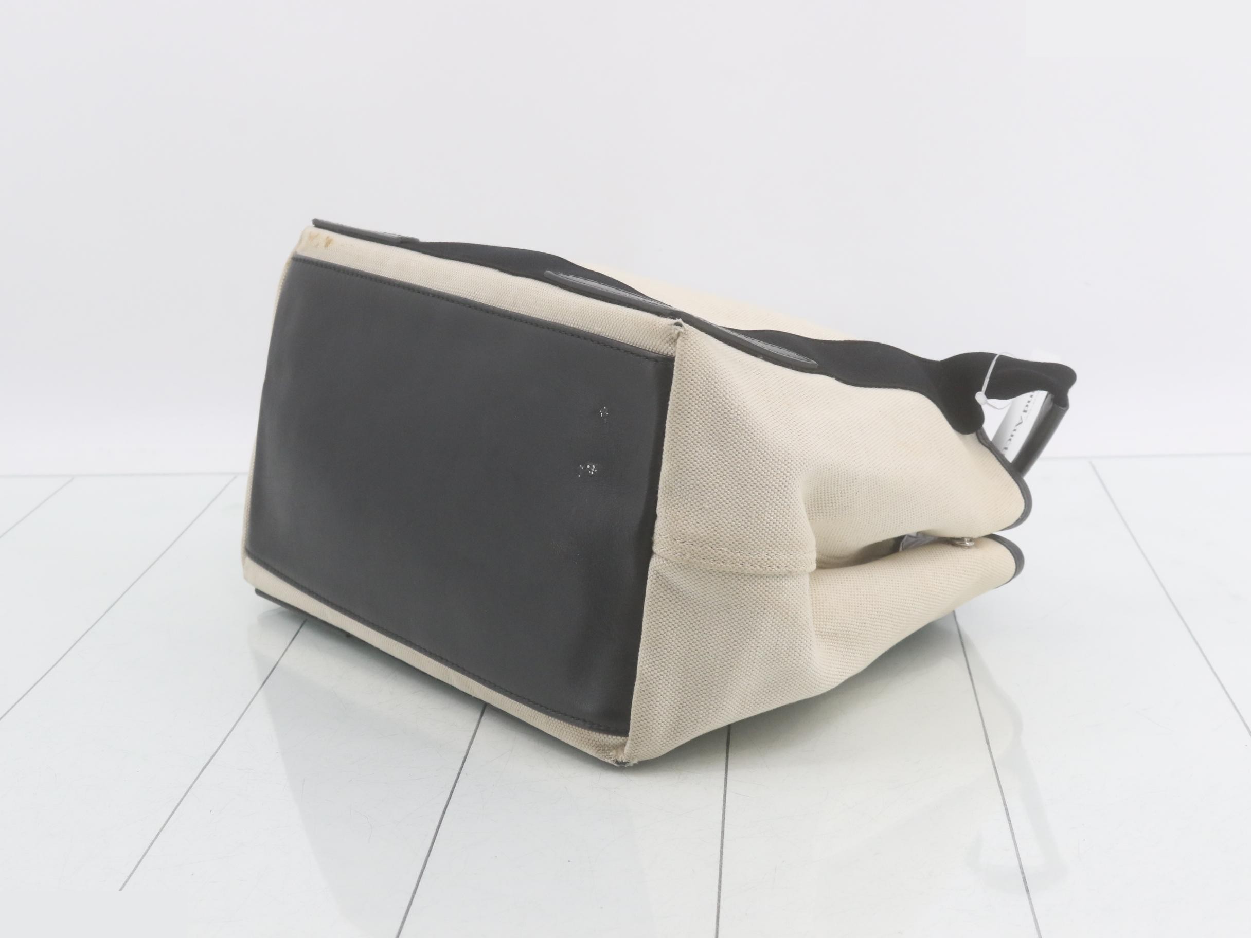 Navy Cabas, Ivory, Black Canvas — view 6