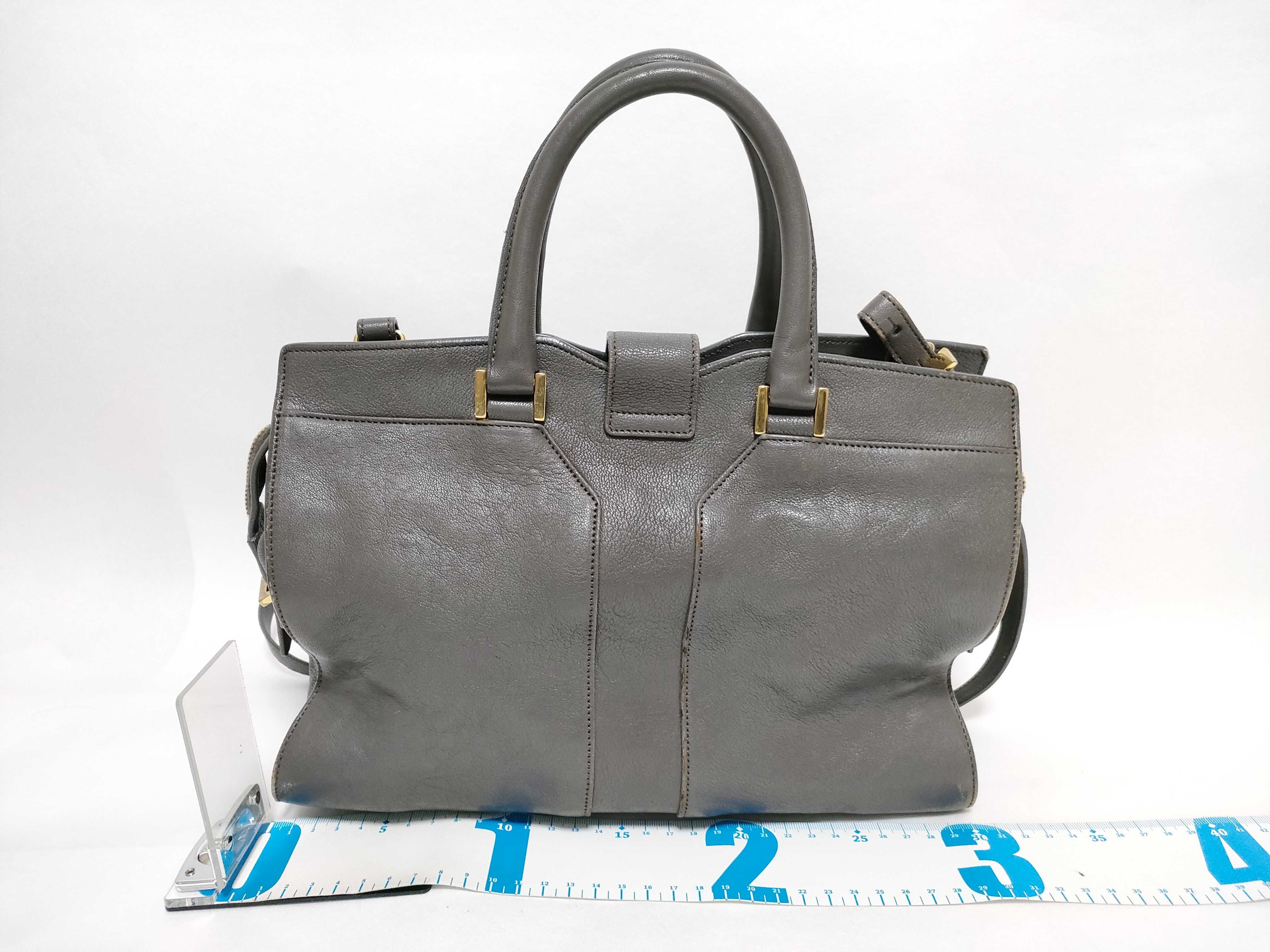 Y-Line Cabas Grey Leather Classic Tote Bag Handbag — view 2