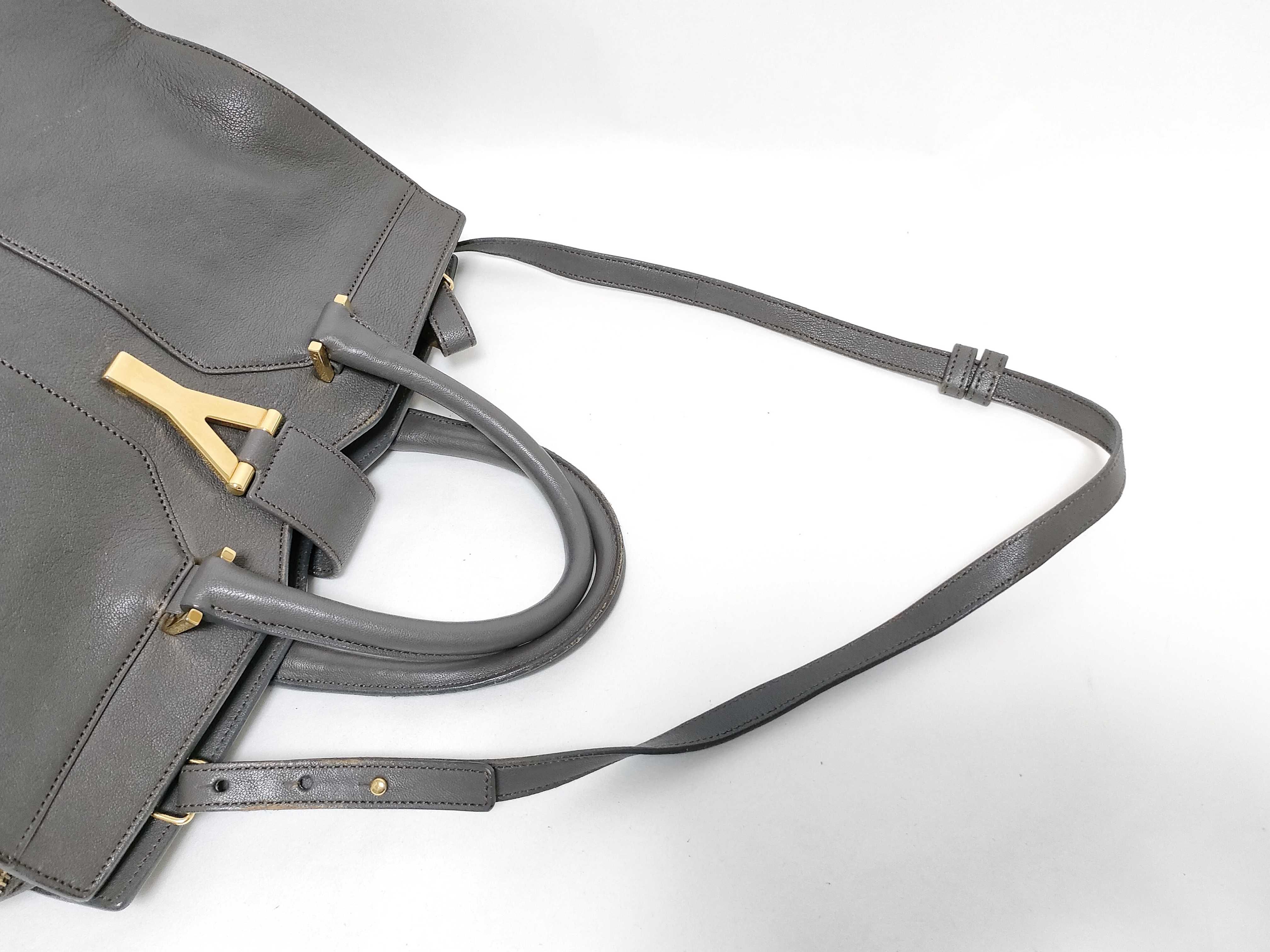 Y-Line Cabas Grey Leather Classic Tote Bag Handbag — view 6