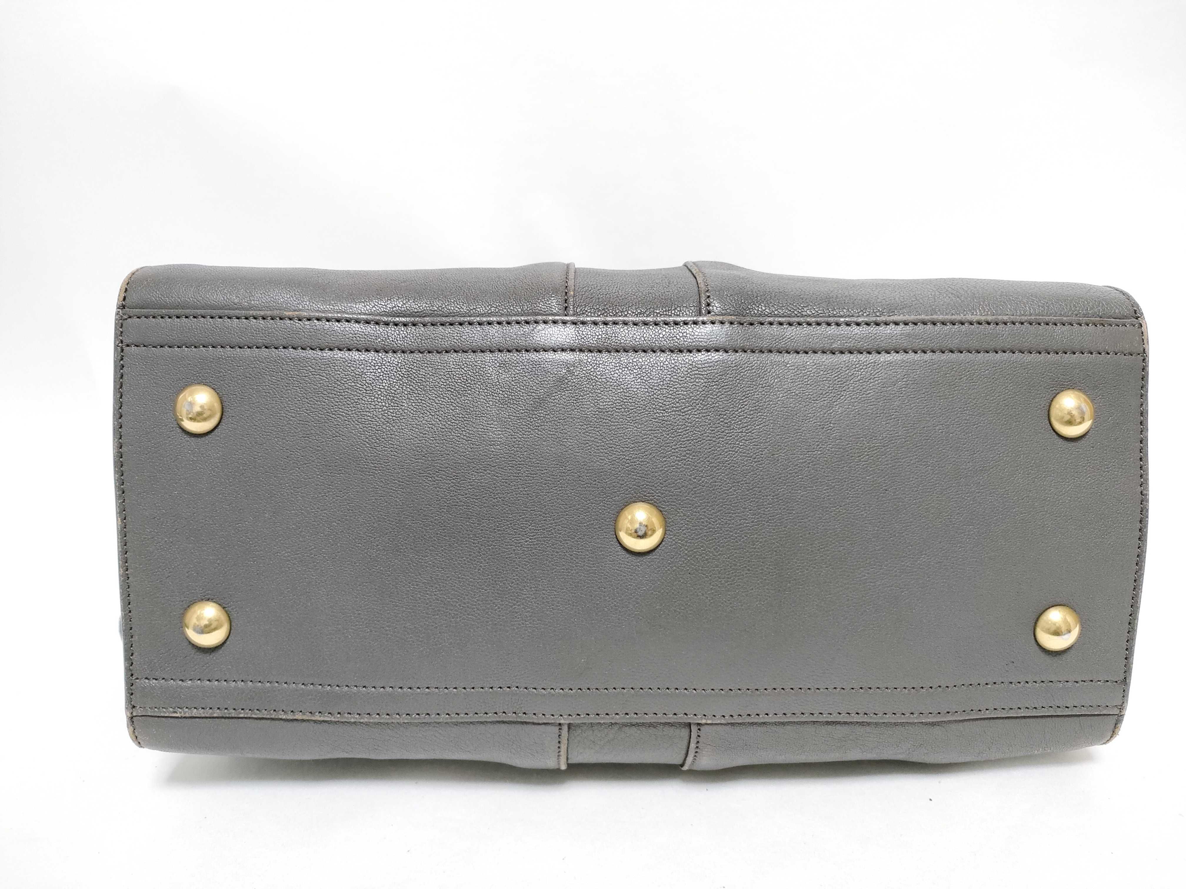 Y-Line Cabas Grey Leather Classic Tote Bag Handbag — view 9