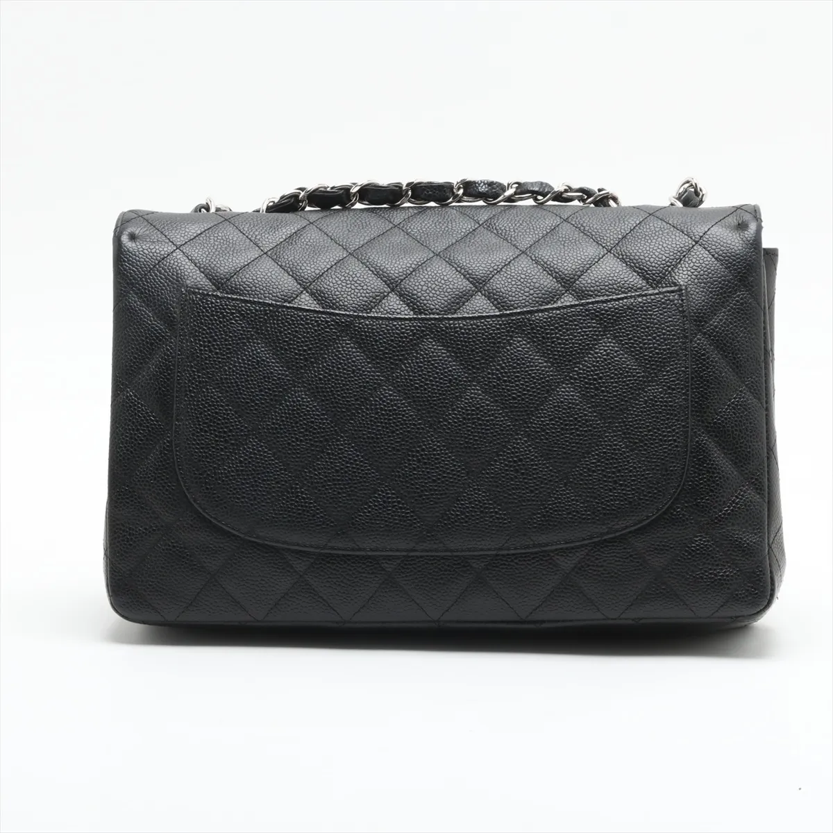Deca Matelasse 30 Large Caviar Skin Single Flap Double Chain Bag Black Silver Hardware A28600 — view 2