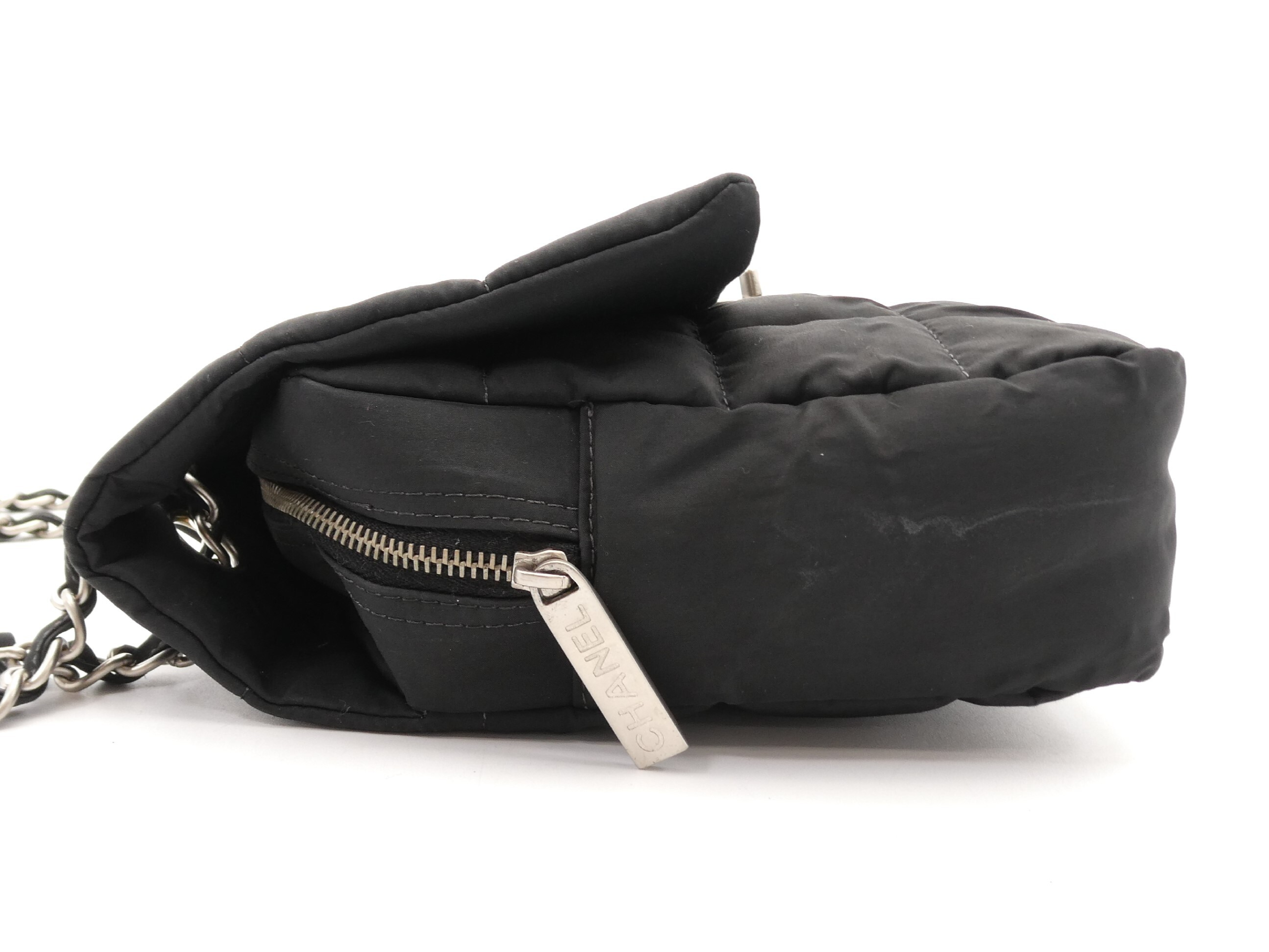 Chocolate Bar Nylon Coco Mark Turnlock Double Chain Shoulder Bag — view 3