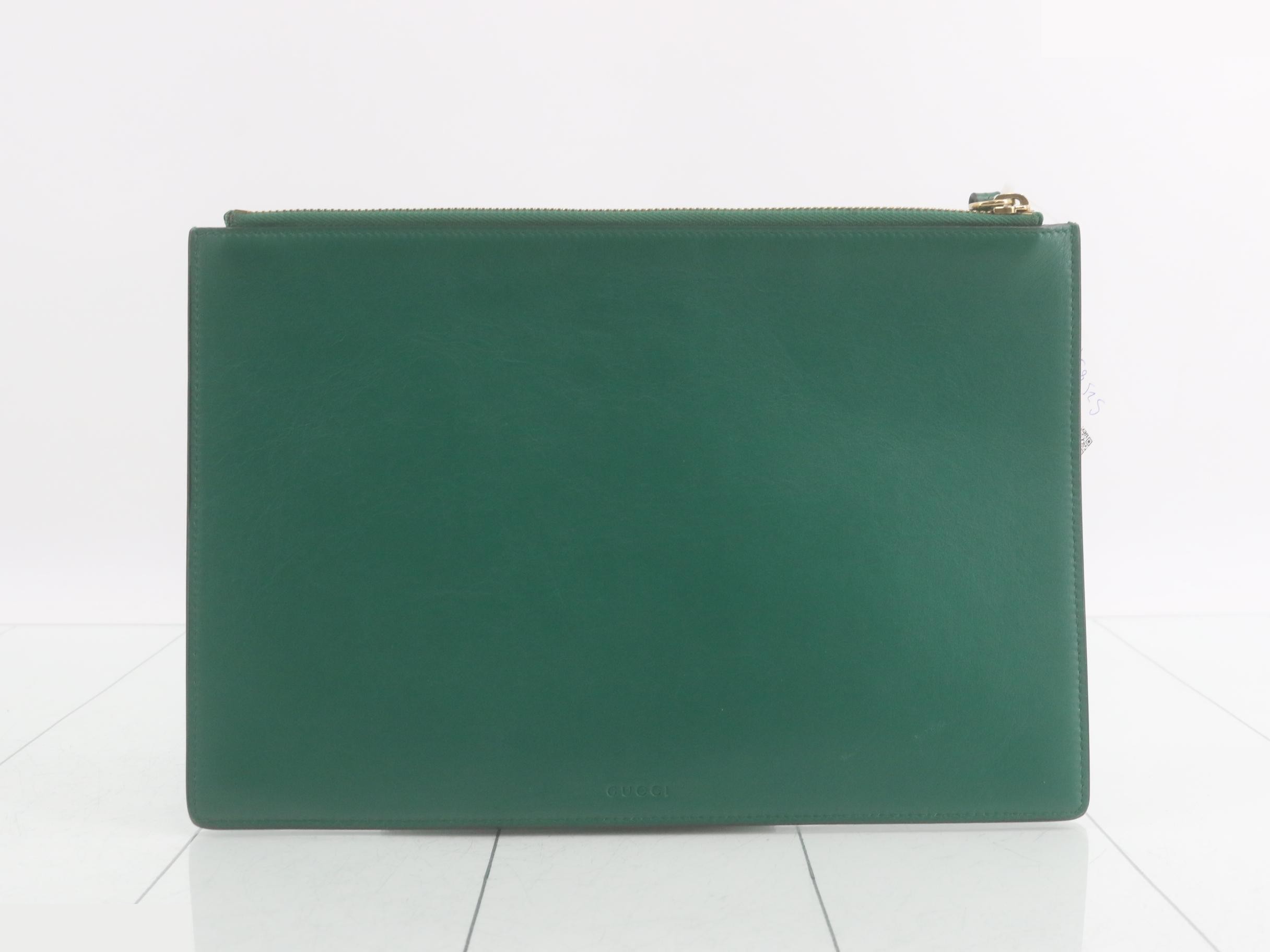 Leather tiger motif clutch bag — view 2