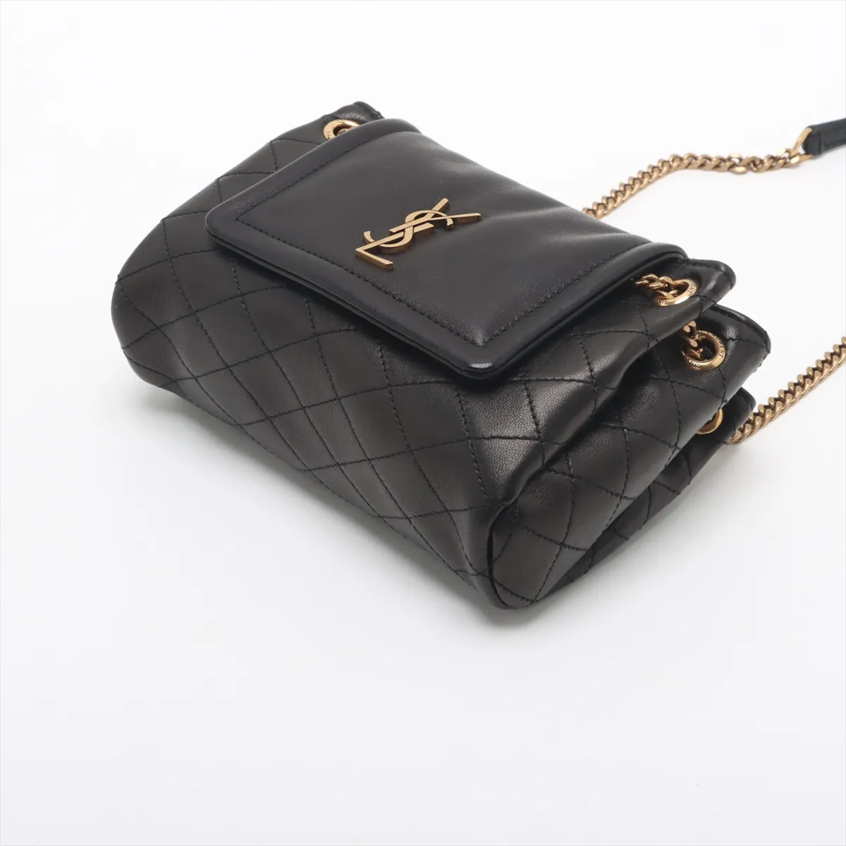 Mini Nolita Leather Chain Shoulder Bag, Black, 672738 — view 3