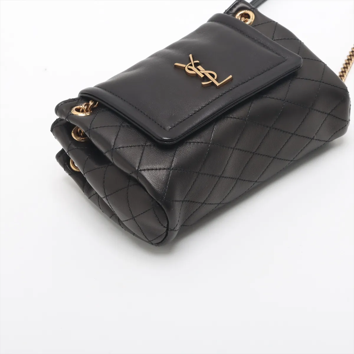 Mini Nolita Leather Chain Shoulder Bag, Black, 672738 — view 4