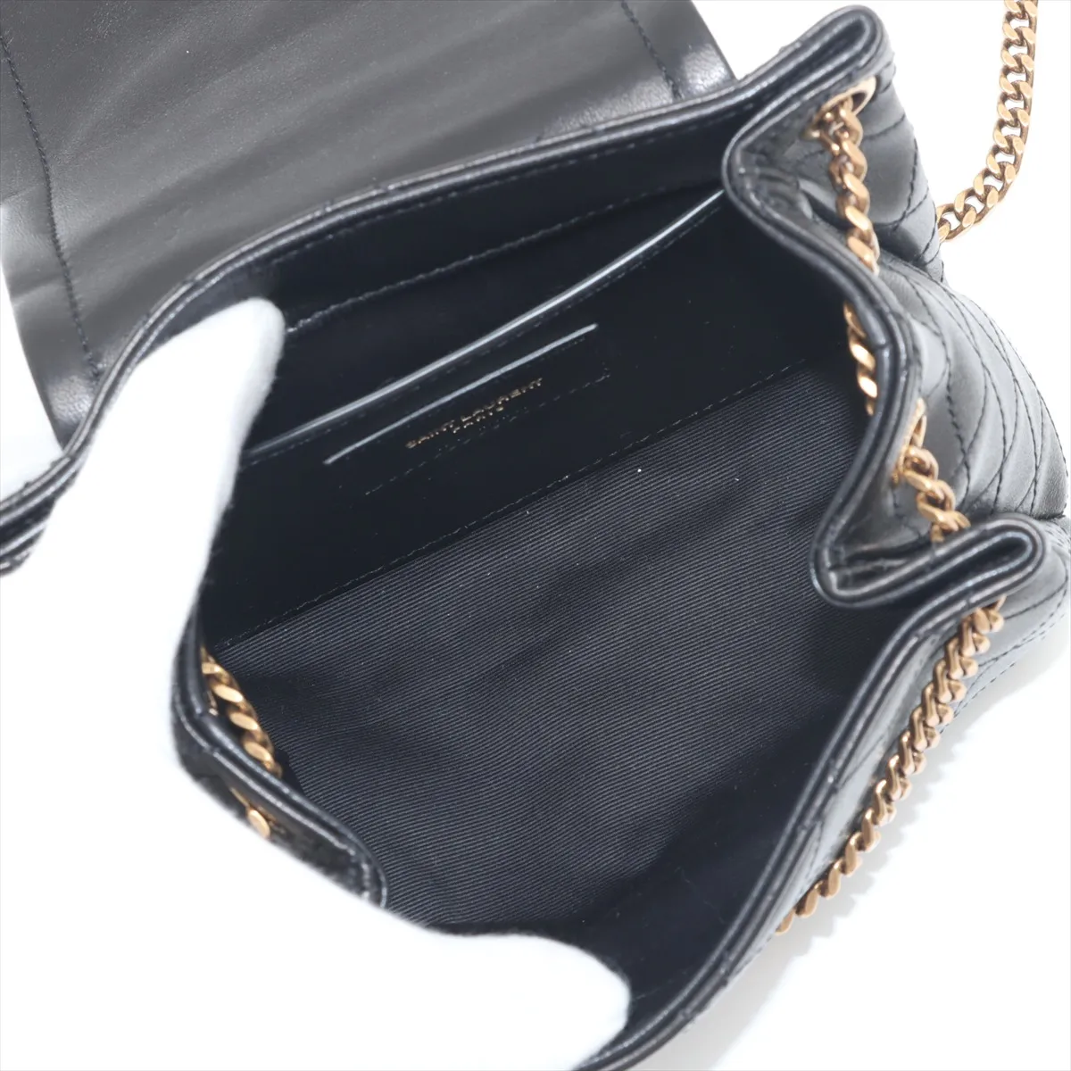 Mini Nolita Leather Chain Shoulder Bag, Black, 672738 — view 6
