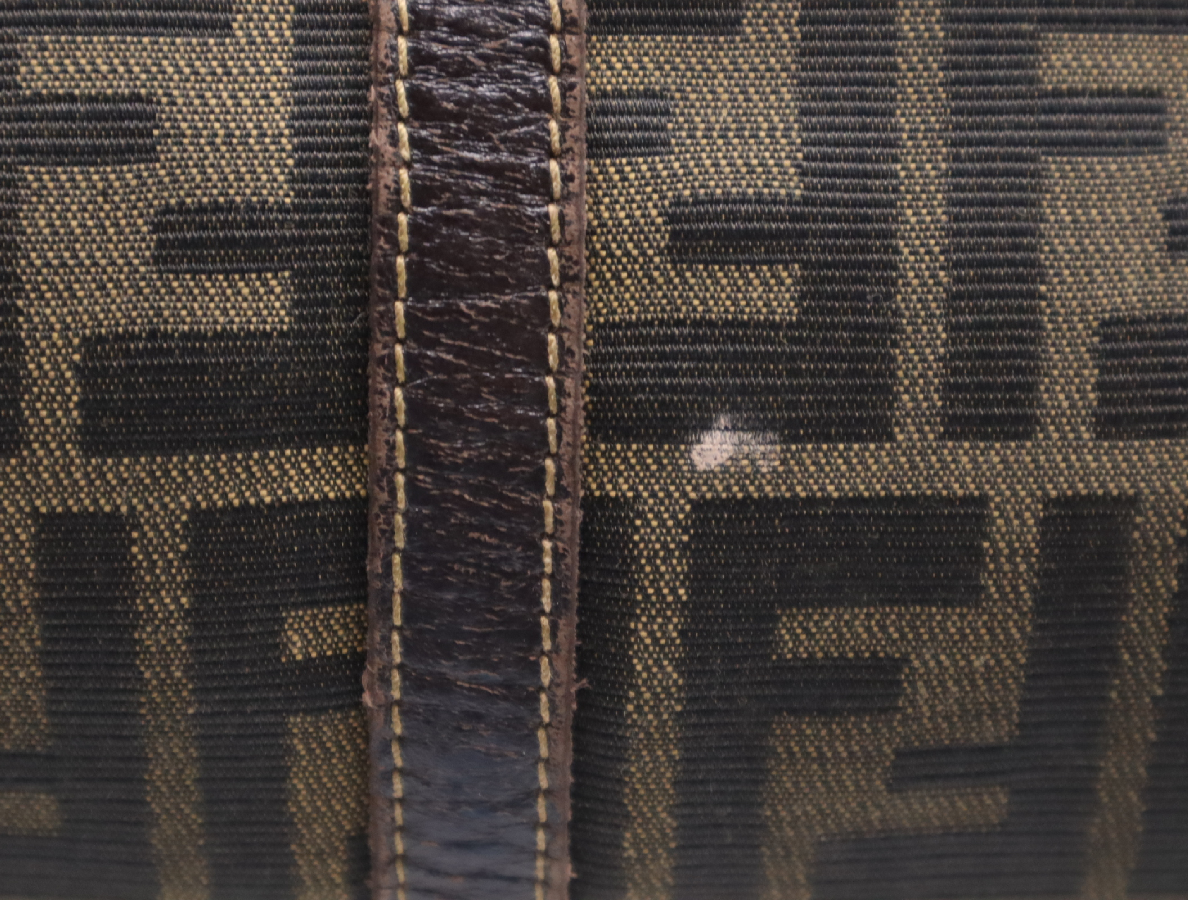 Canvas x Leather Zucca Pattern Tote Bag, Brown, Gold Hardware — view 15