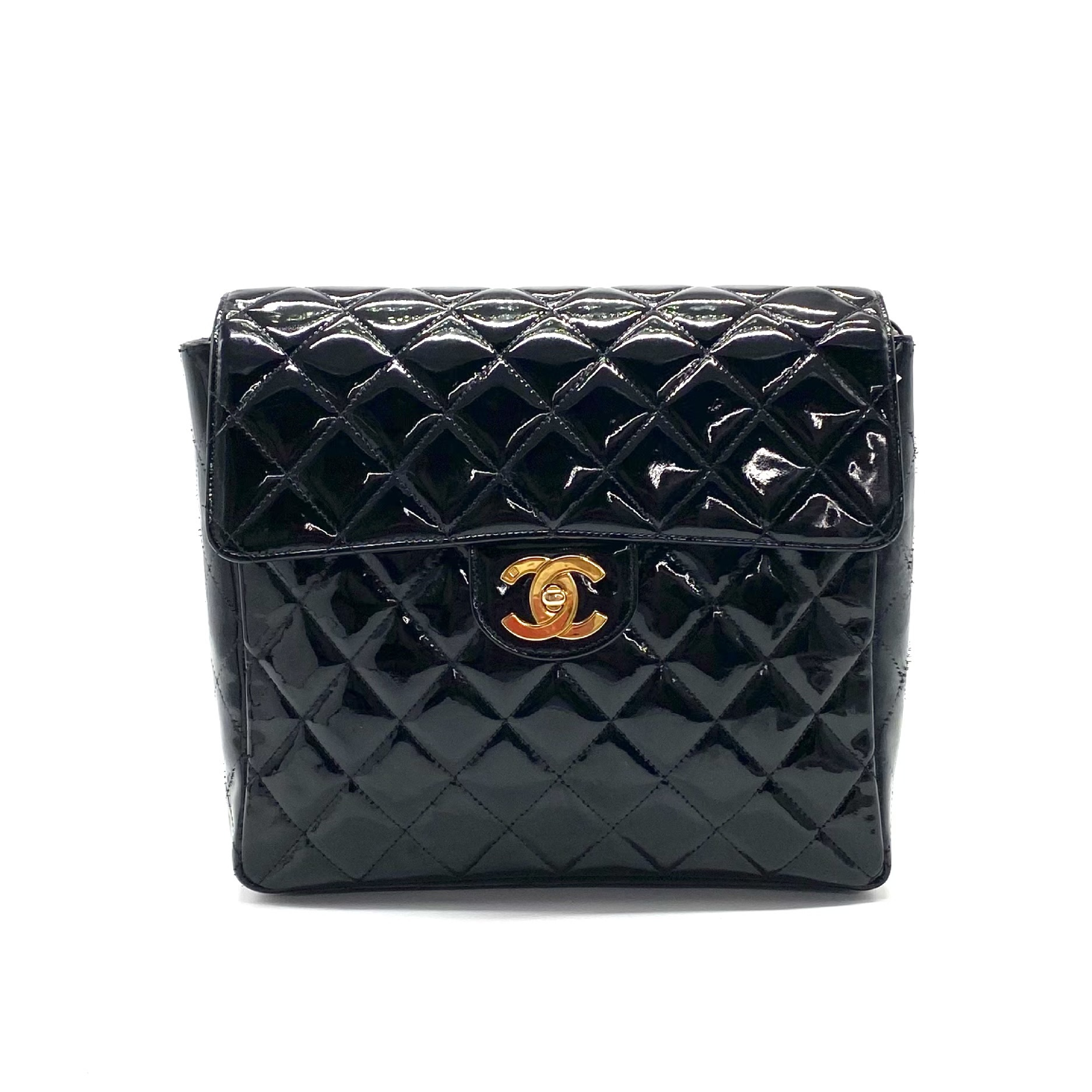 Matelassé Coco Mark Patent Leather Backpack — view 2