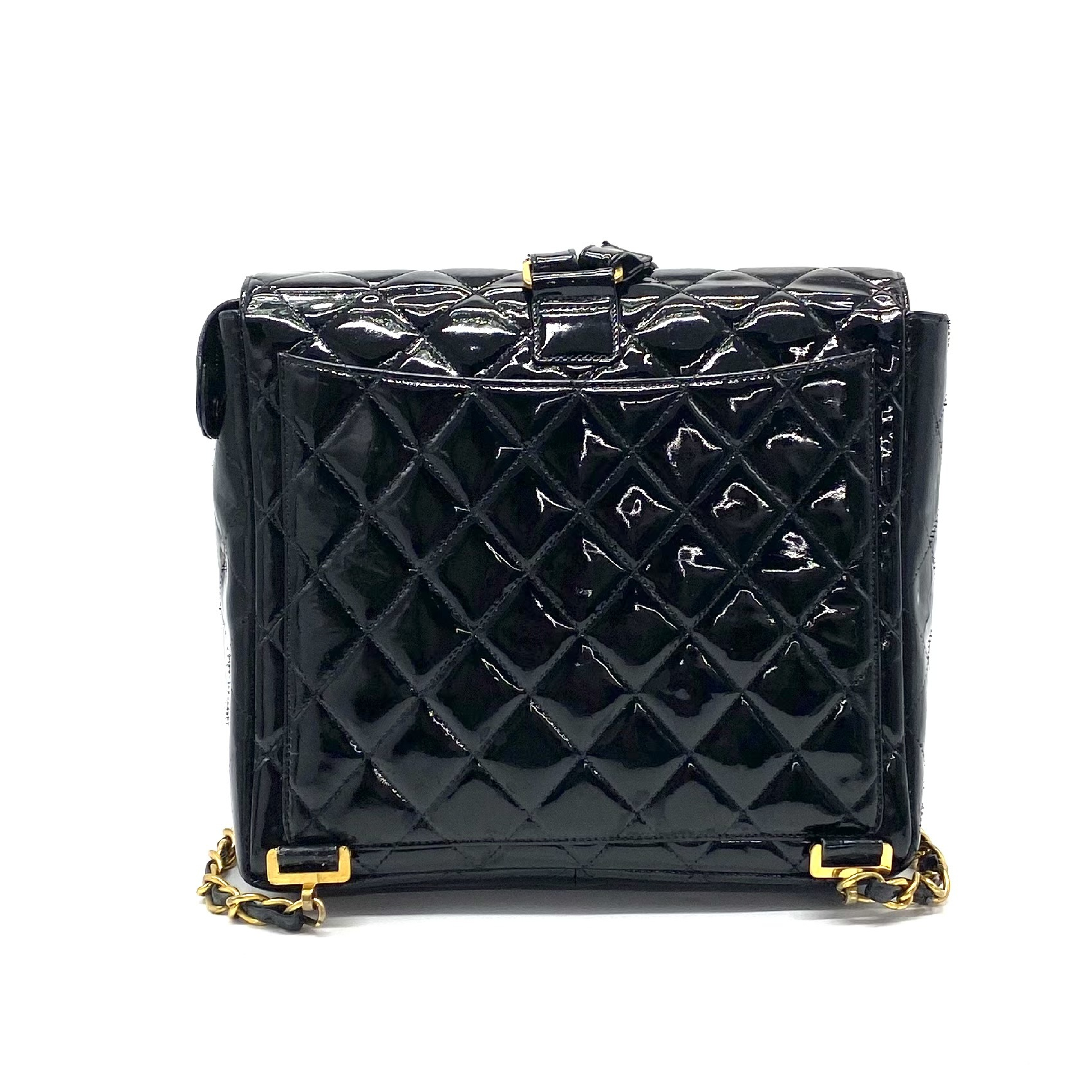 Matelassé Coco Mark Patent Leather Backpack — view 3