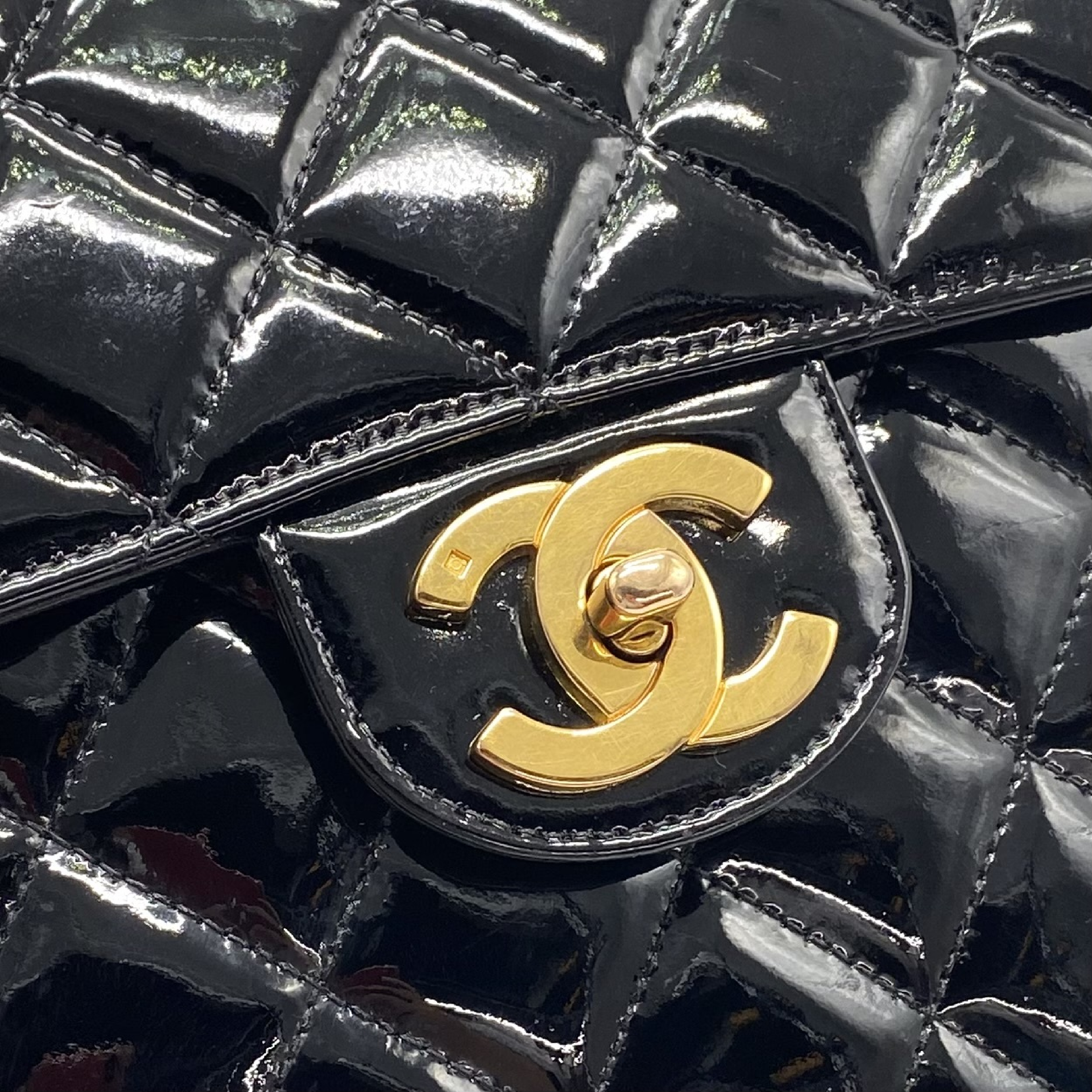 Matelassé Coco Mark Patent Leather Backpack — view 7