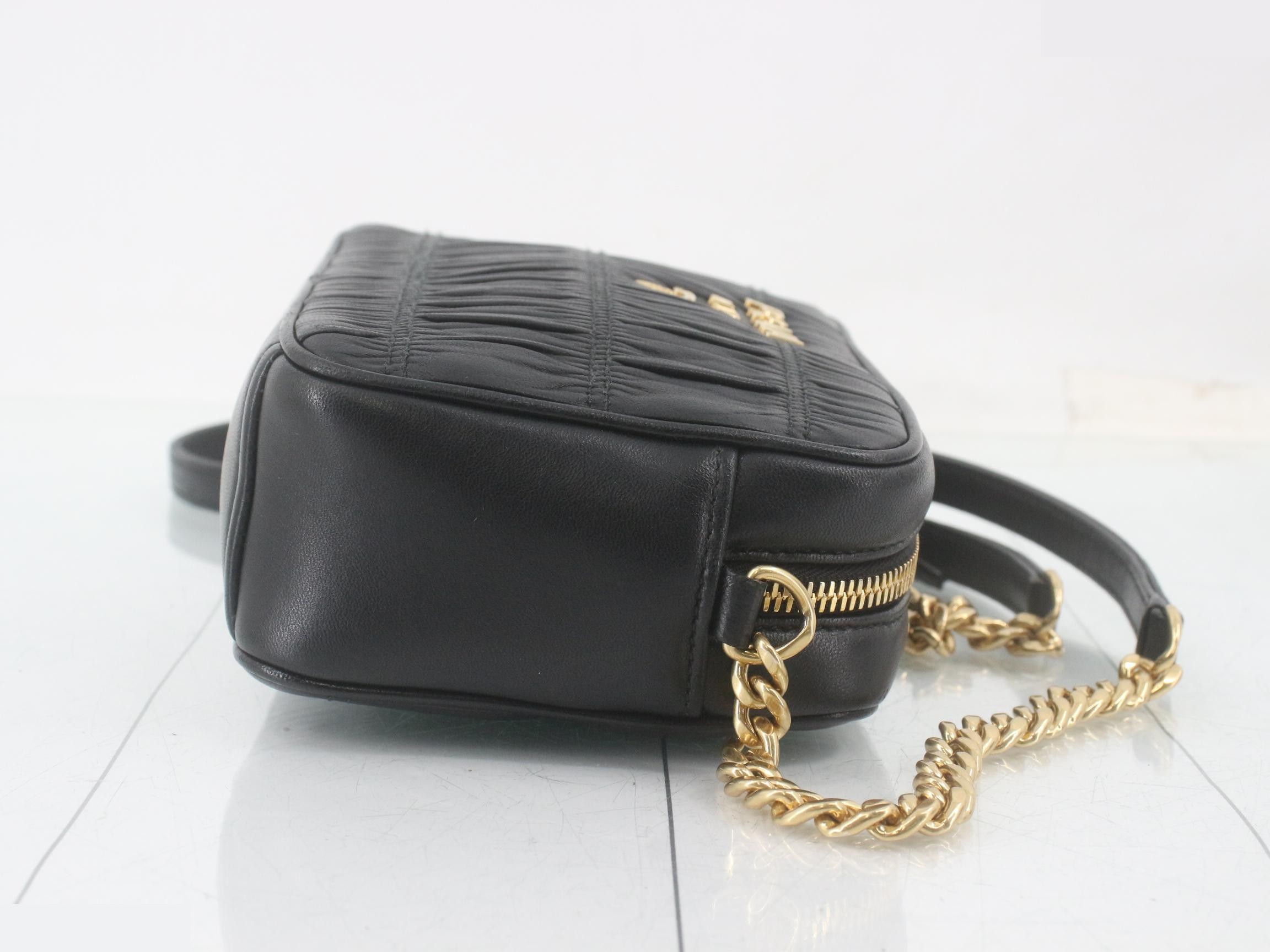 Camera bag, leather, chain shoulder strap, black — view 3