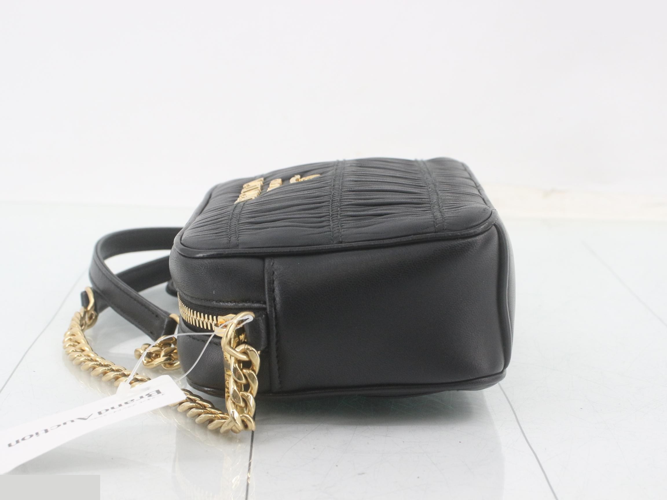 Camera bag, leather, chain shoulder strap, black — view 4