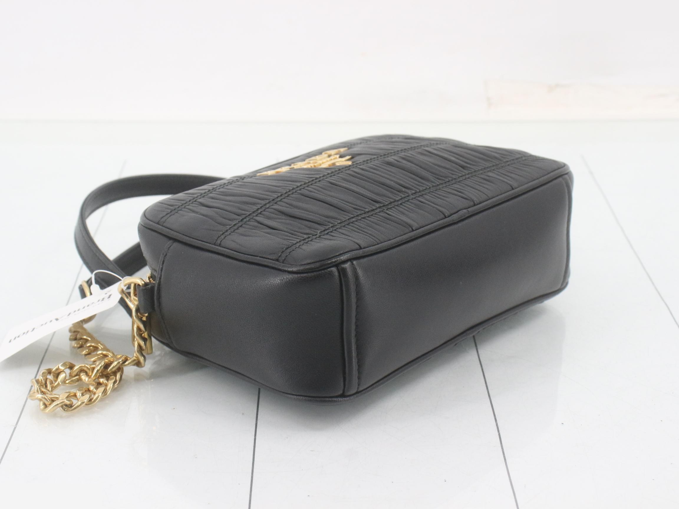 Camera bag, leather, chain shoulder strap, black — view 5