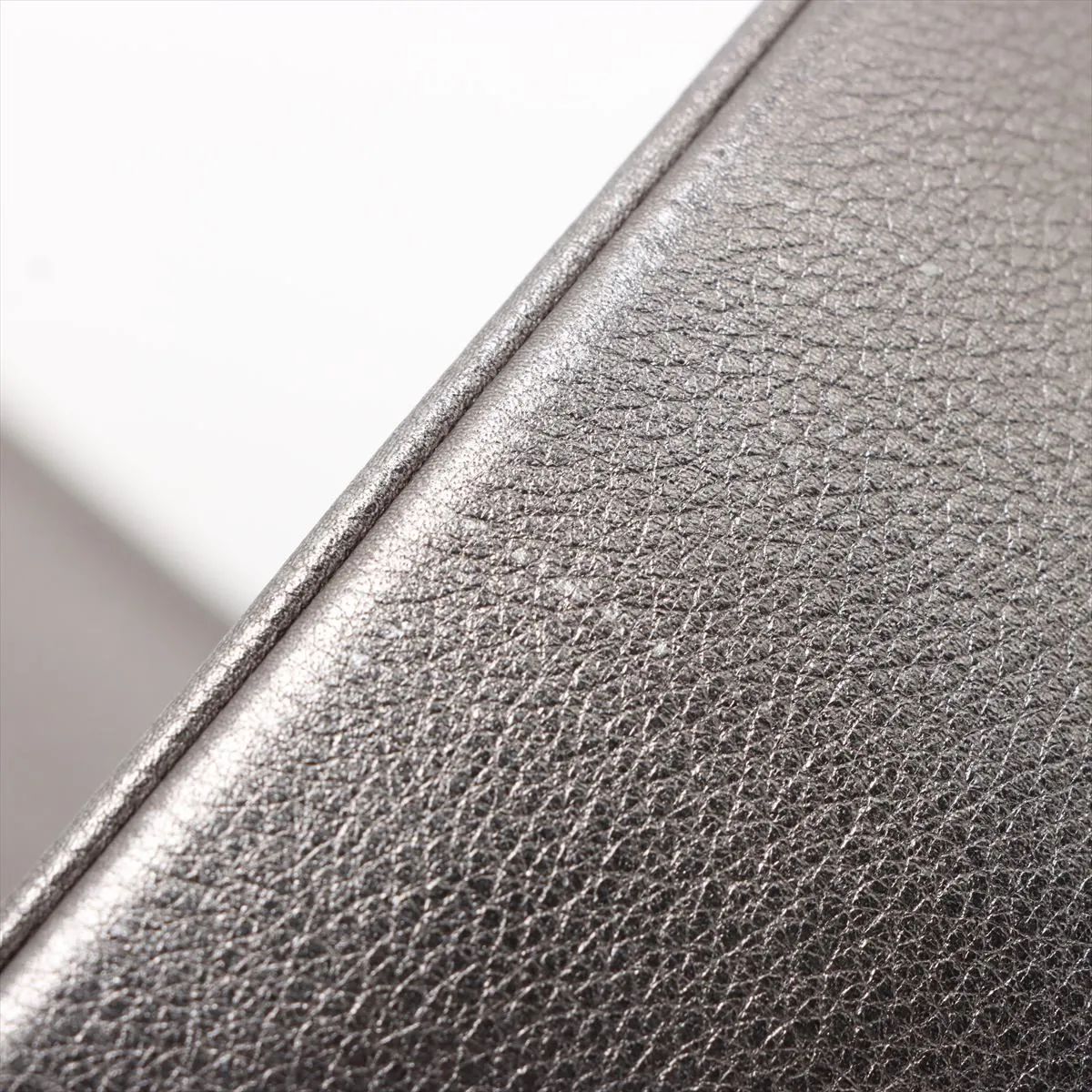 Matelassé Leather Single Flap Double Chain Bag, Silver with Gunmetal Hardware, Item Number 23219965 (Serial Number in the 23s range) — view 11