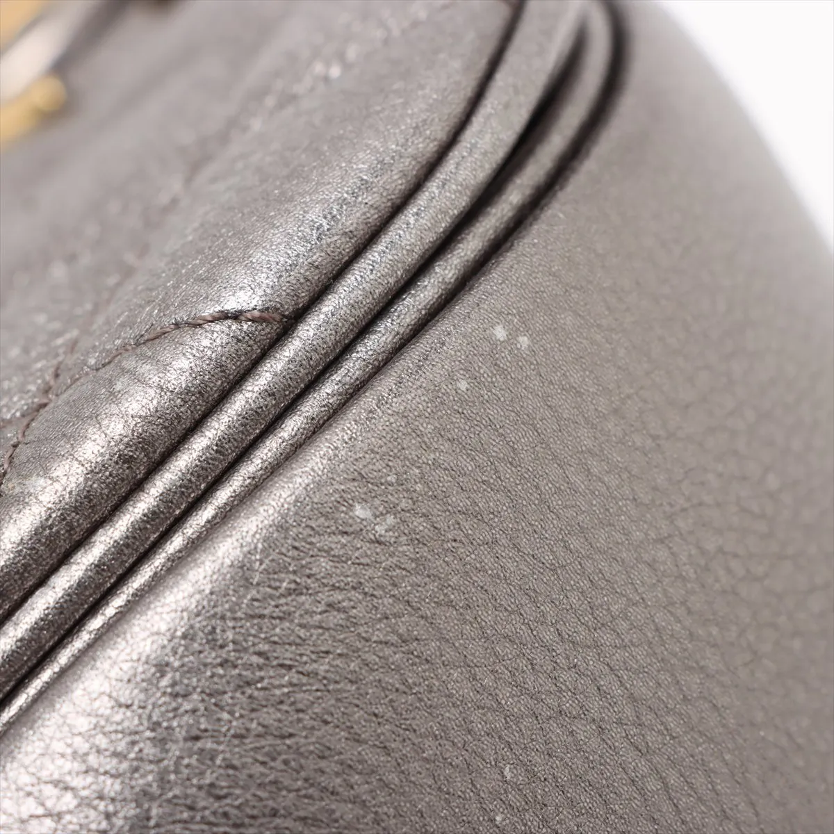Matelassé Leather Single Flap Double Chain Bag, Silver with Gunmetal Hardware, Item Number 23219965 (Serial Number in the 23s range) — view 12