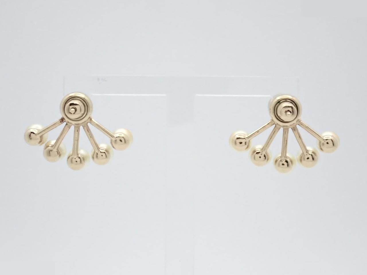 Gold pearl earrings — view 2