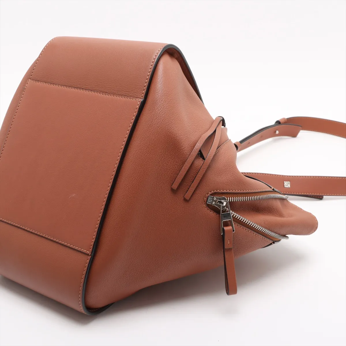 Hammock Small Leather 2-Way Handbag, Brown — view 3