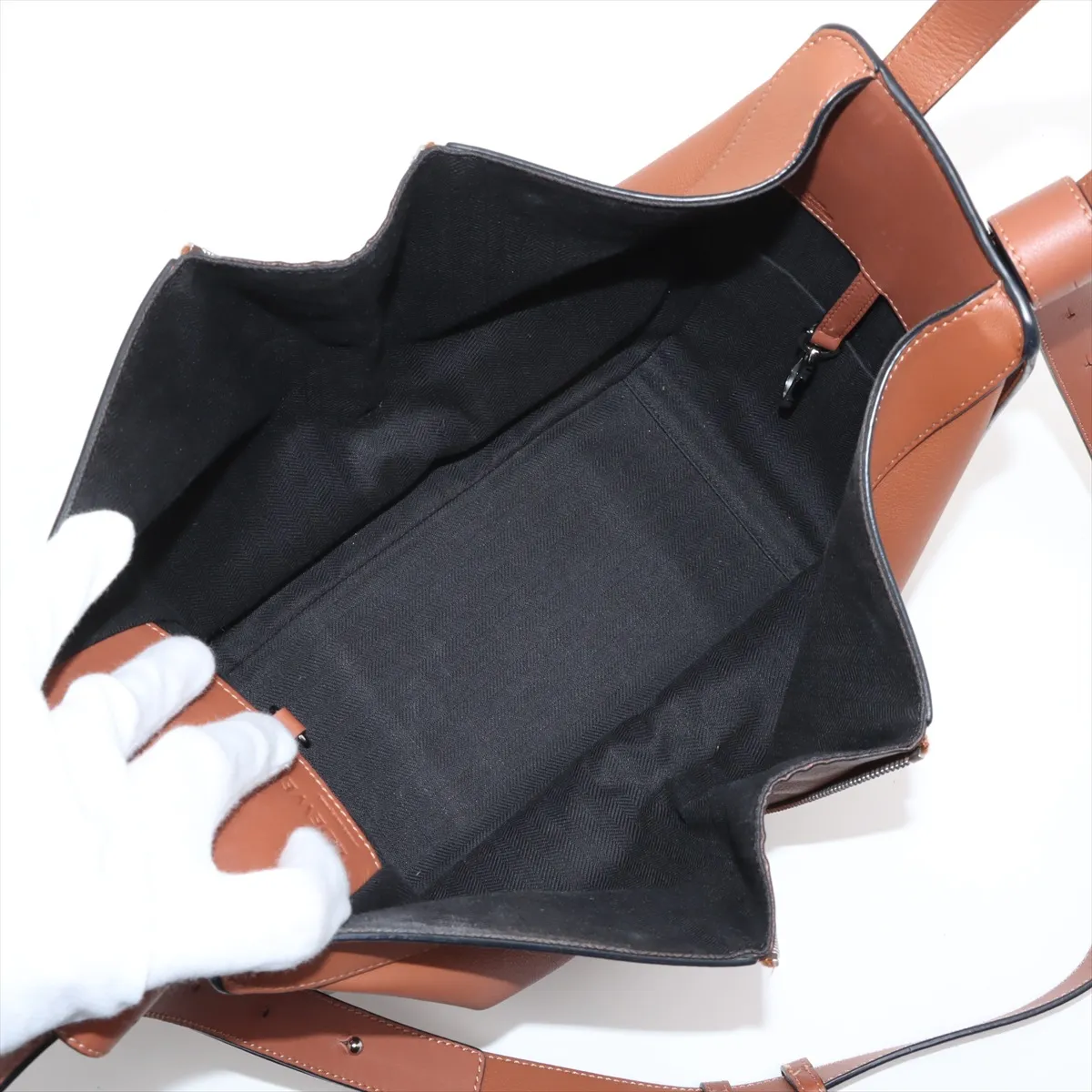 Hammock Small Leather 2-Way Handbag, Brown — view 8