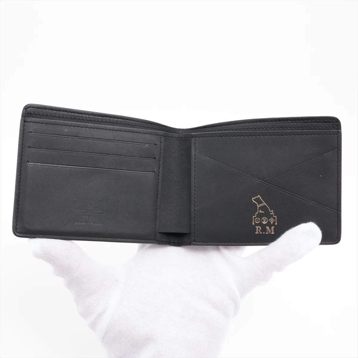 Monogram Shadow Portefeuille Multiple M62901 Noir Compact Wallet with Initial Stamp RFID Reactive — view 3