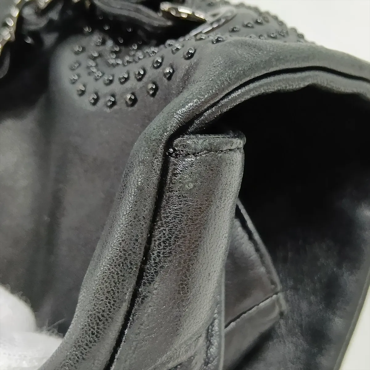 Coco Mark Lambskin Single Flap Single Chain Bag with Rhinestones, Black, Silver Hardware, 12352625, Series 12 — view 12