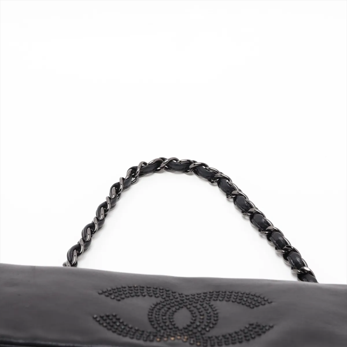 Coco Mark Lambskin Single Flap Single Chain Bag with Rhinestones, Black, Silver Hardware, 12352625, Series 12 — view 6