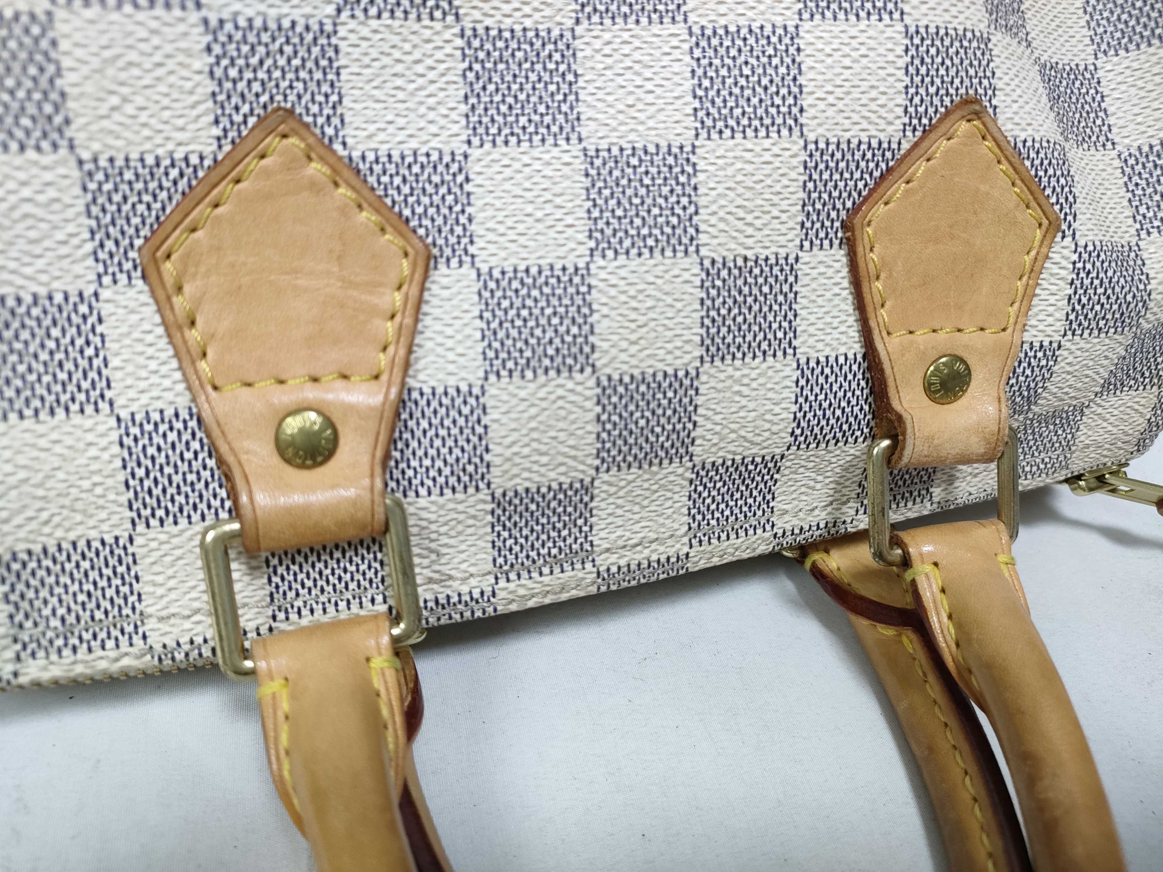 Damier Azur Speedy 25 N41534 SP3027 White Handbag — view 12