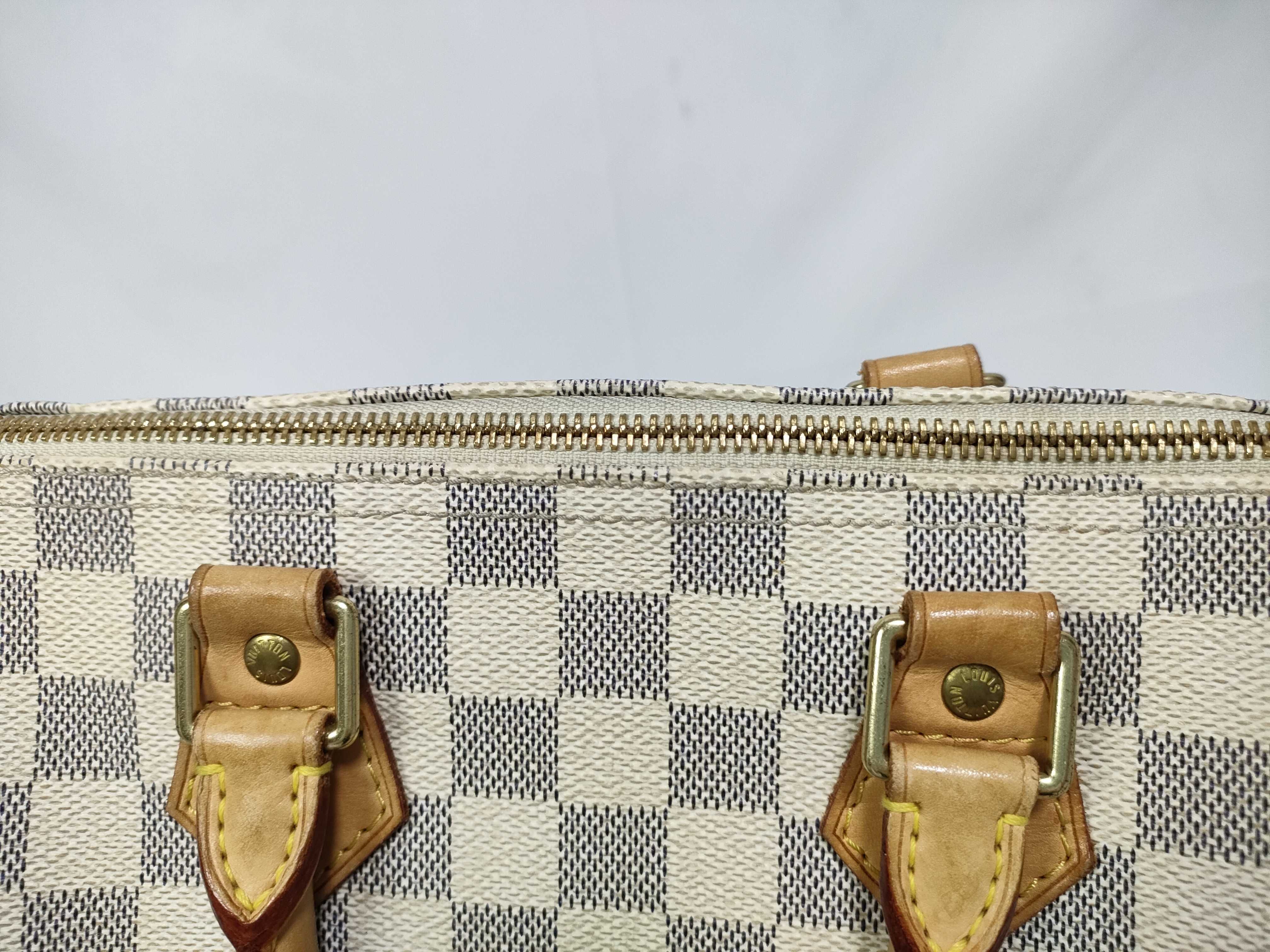 Damier Azur Speedy 25 N41534 SP3027 White Handbag — view 9