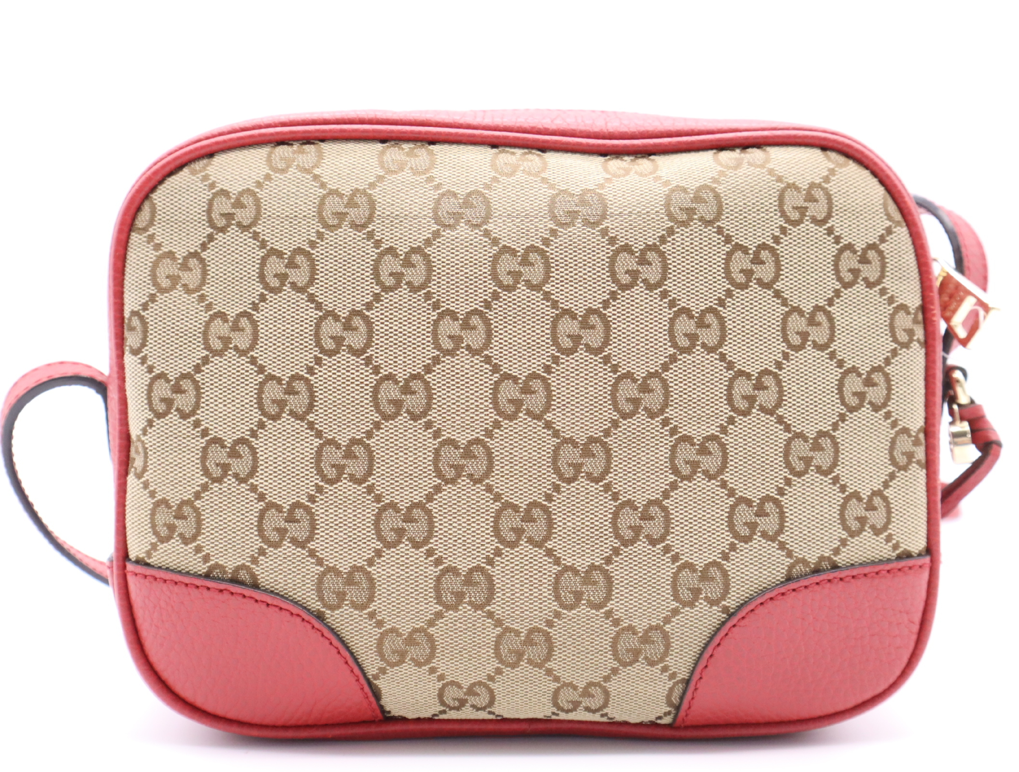 449413 Canvas x Leather GG Canvas Shoulder Bag Beige Red with Dust Bag — view 2