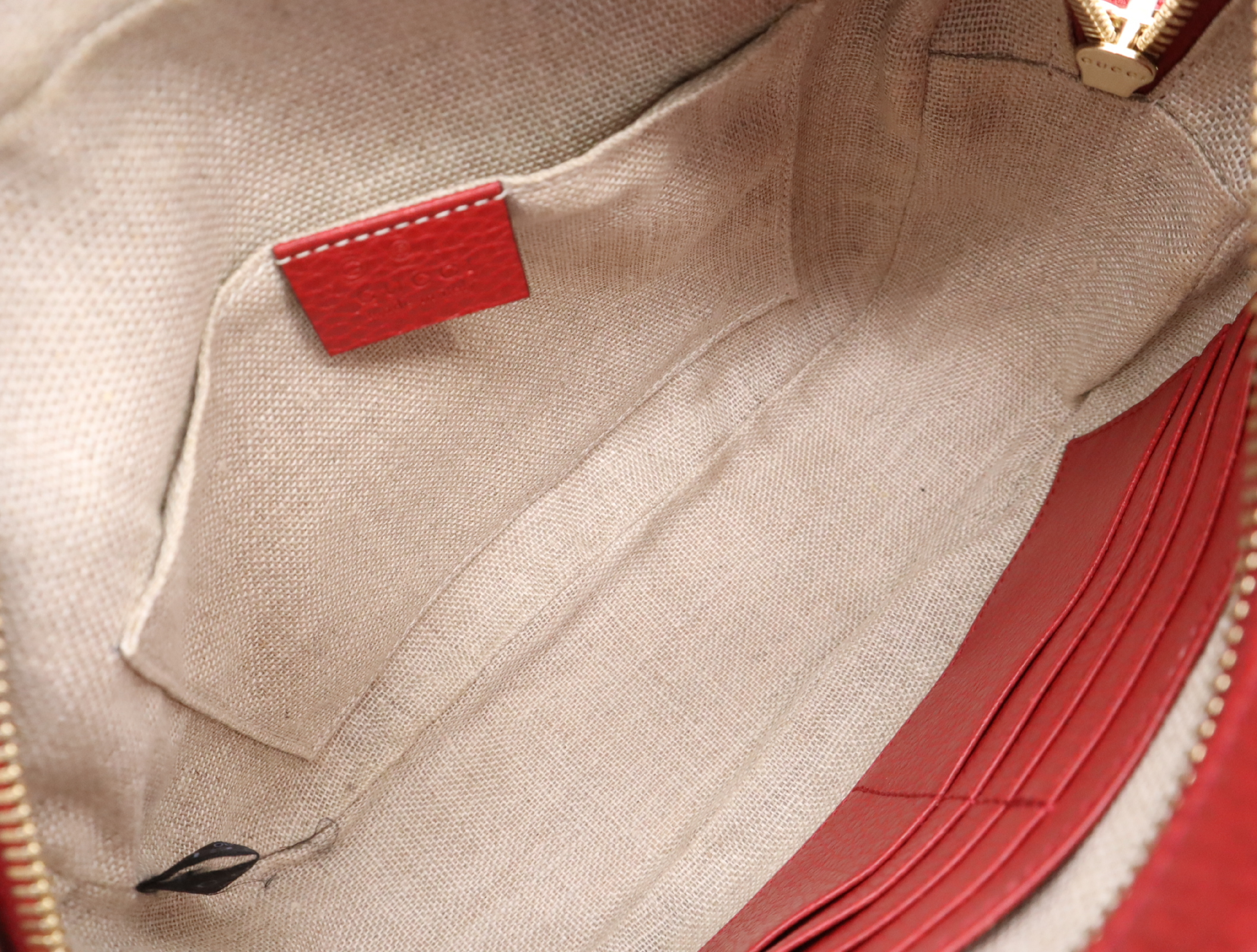 449413 Canvas x Leather GG Canvas Shoulder Bag Beige Red with Dust Bag — view 13
