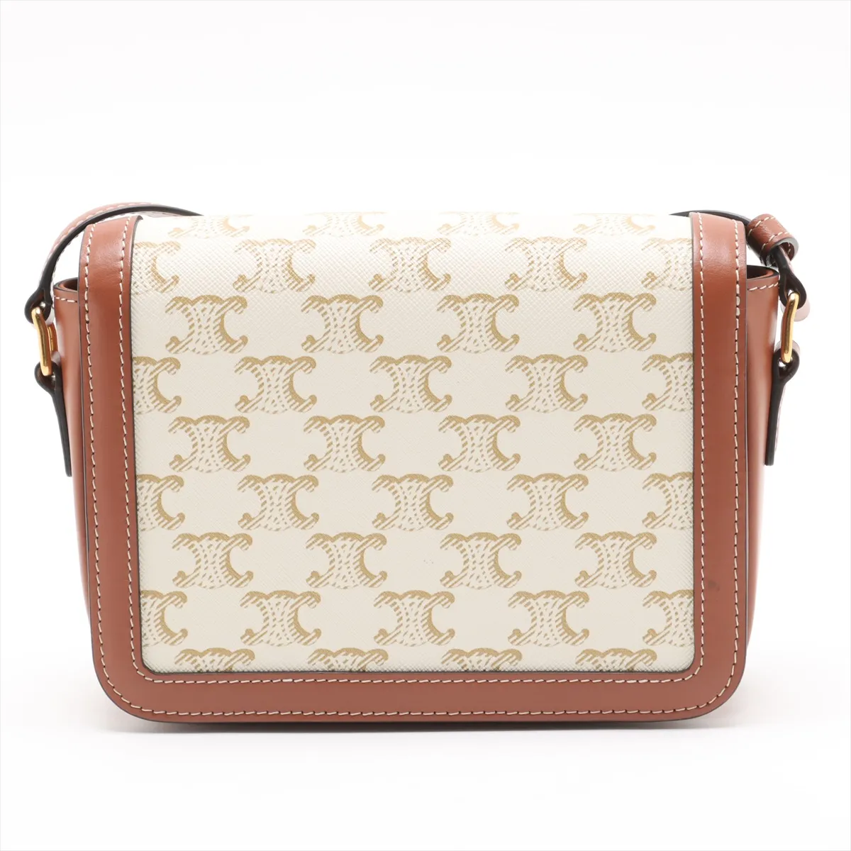 Triomphe Teen PVC x Leather Shoulder Bag White x Brown — view 2