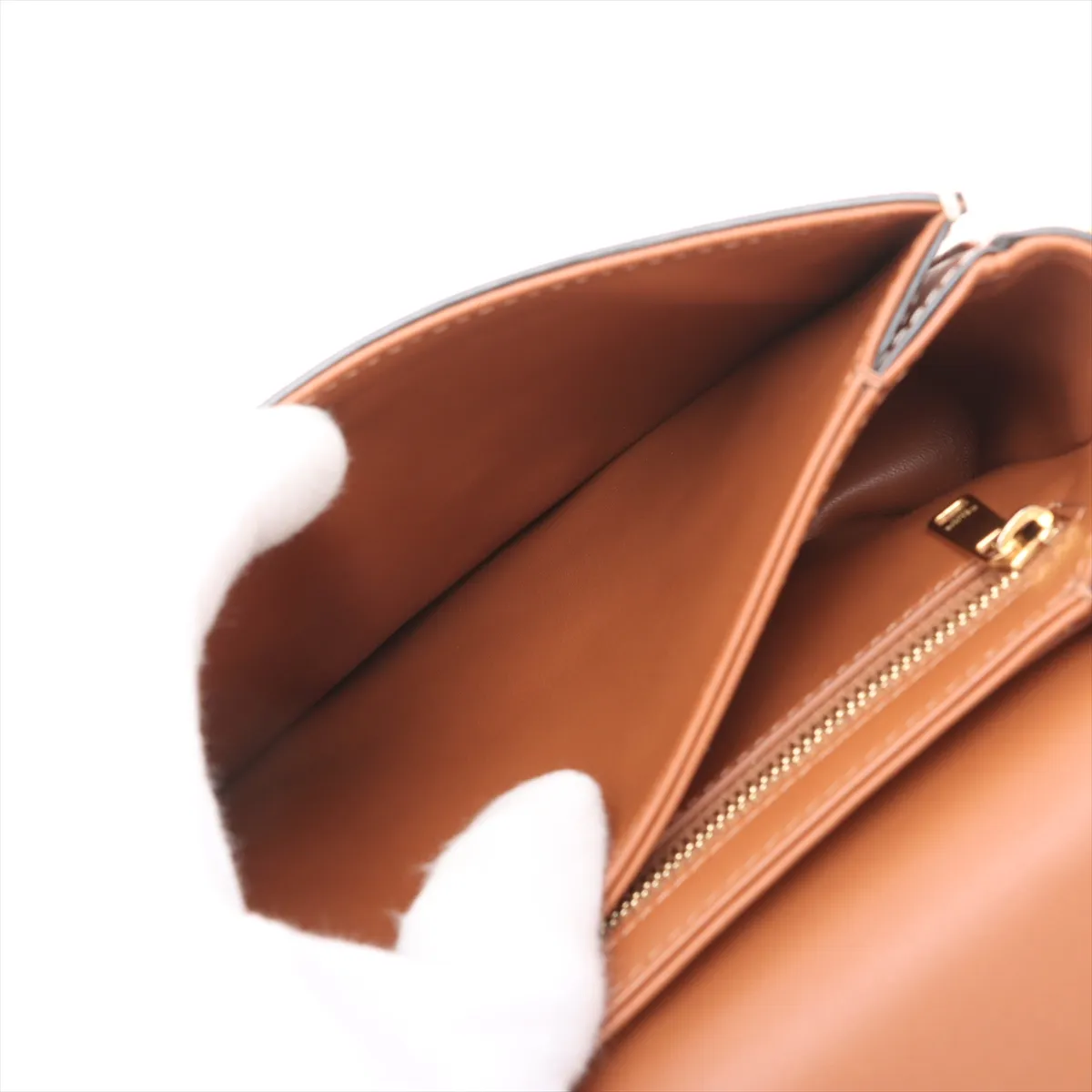 Triomphe Teen PVC x Leather Shoulder Bag White x Brown — view 7