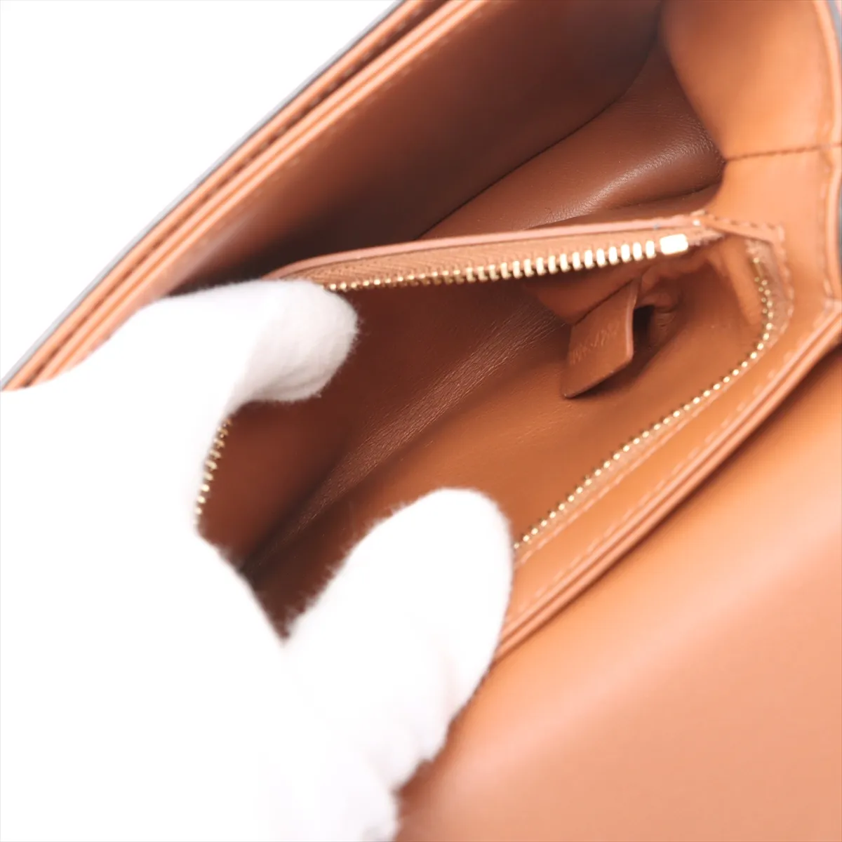 Triomphe Teen PVC x Leather Shoulder Bag White x Brown — view 8