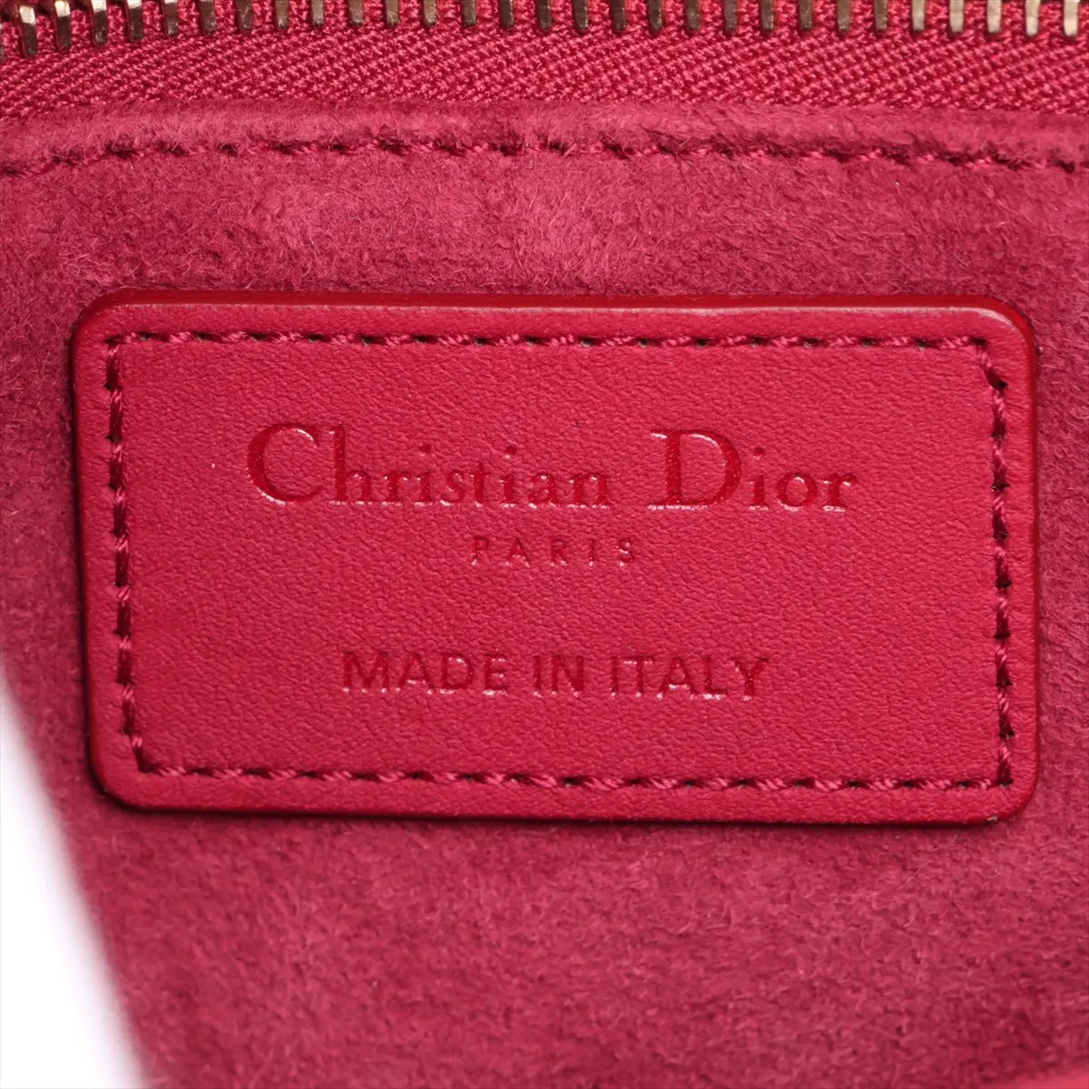 Cannage Lady Dior Leather 2-Way Handbag, Red — view 11