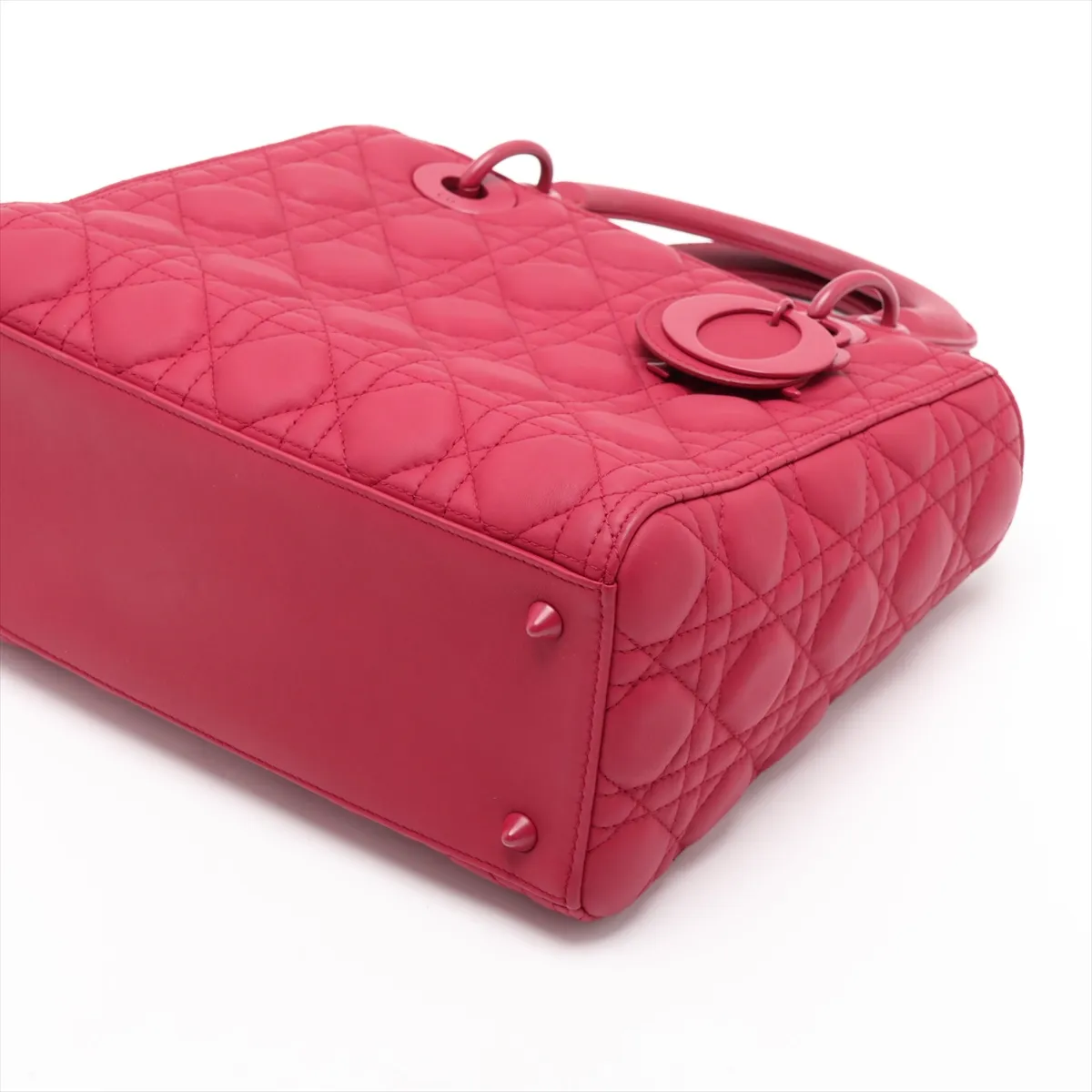 Cannage Lady Dior Leather 2-Way Handbag, Red — view 3