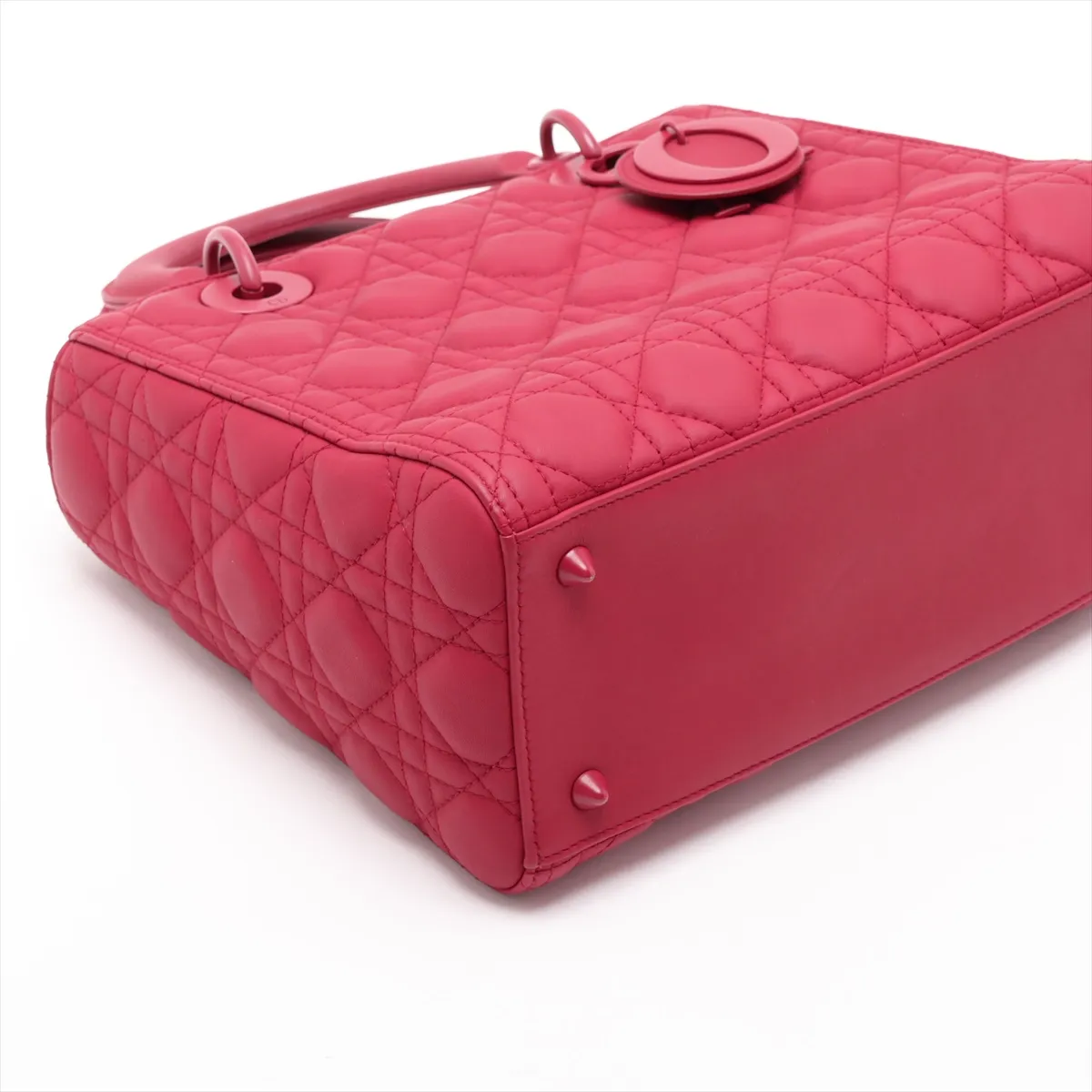 Cannage Lady Dior Leather 2-Way Handbag, Red — view 4