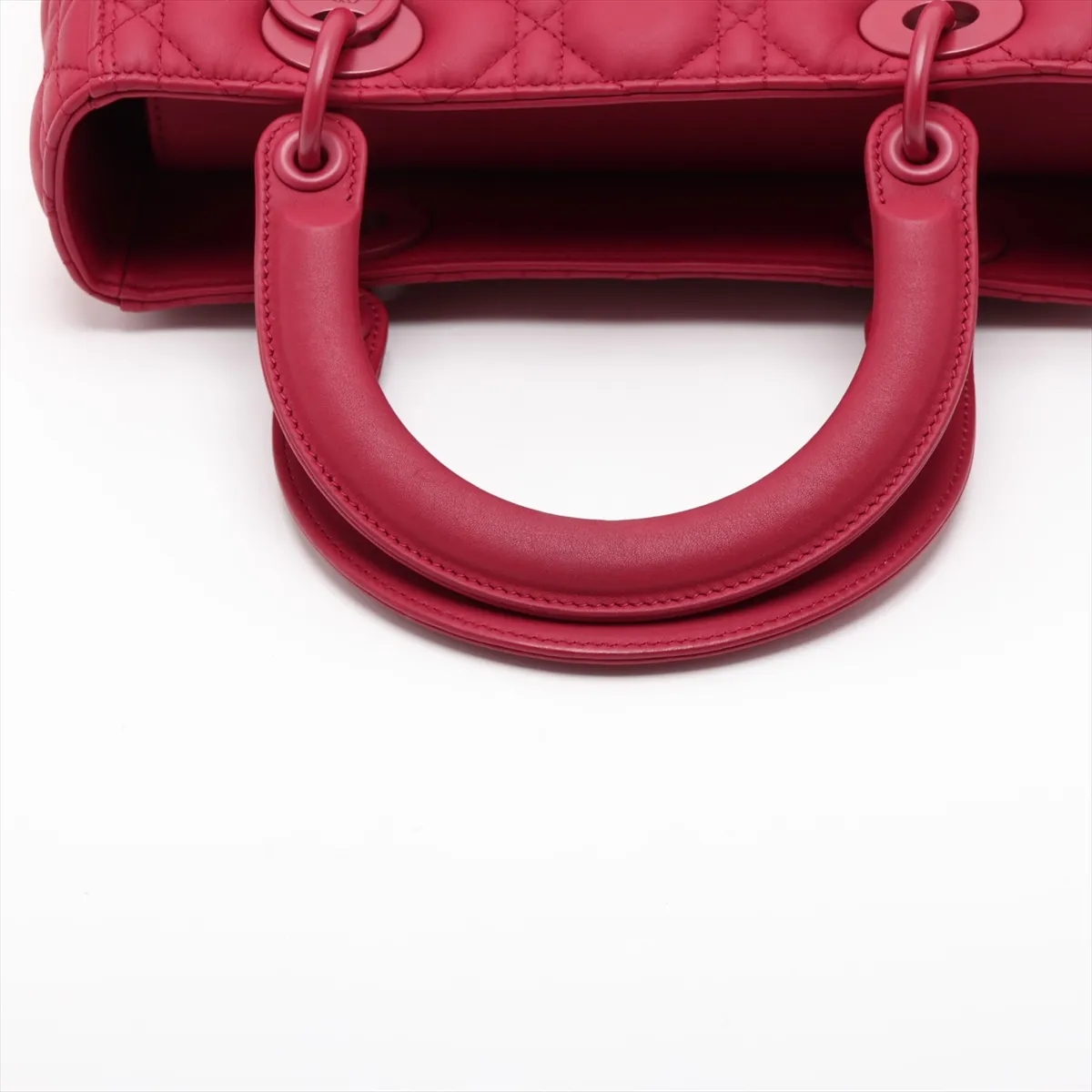 Cannage Lady Dior Leather 2-Way Handbag, Red — view 5
