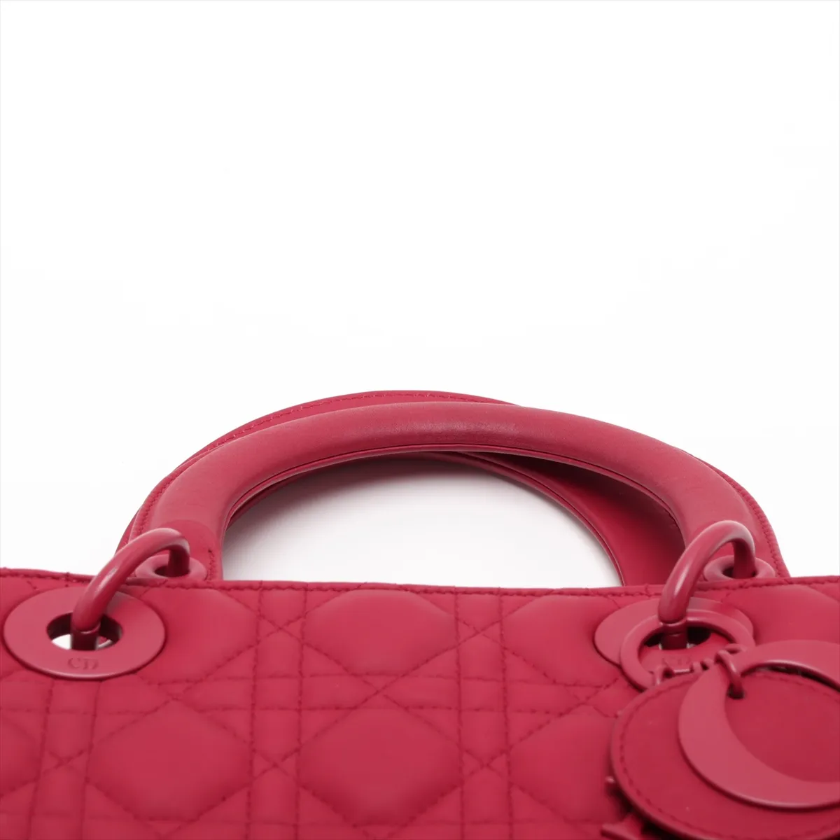 Cannage Lady Dior Leather 2-Way Handbag, Red — view 6