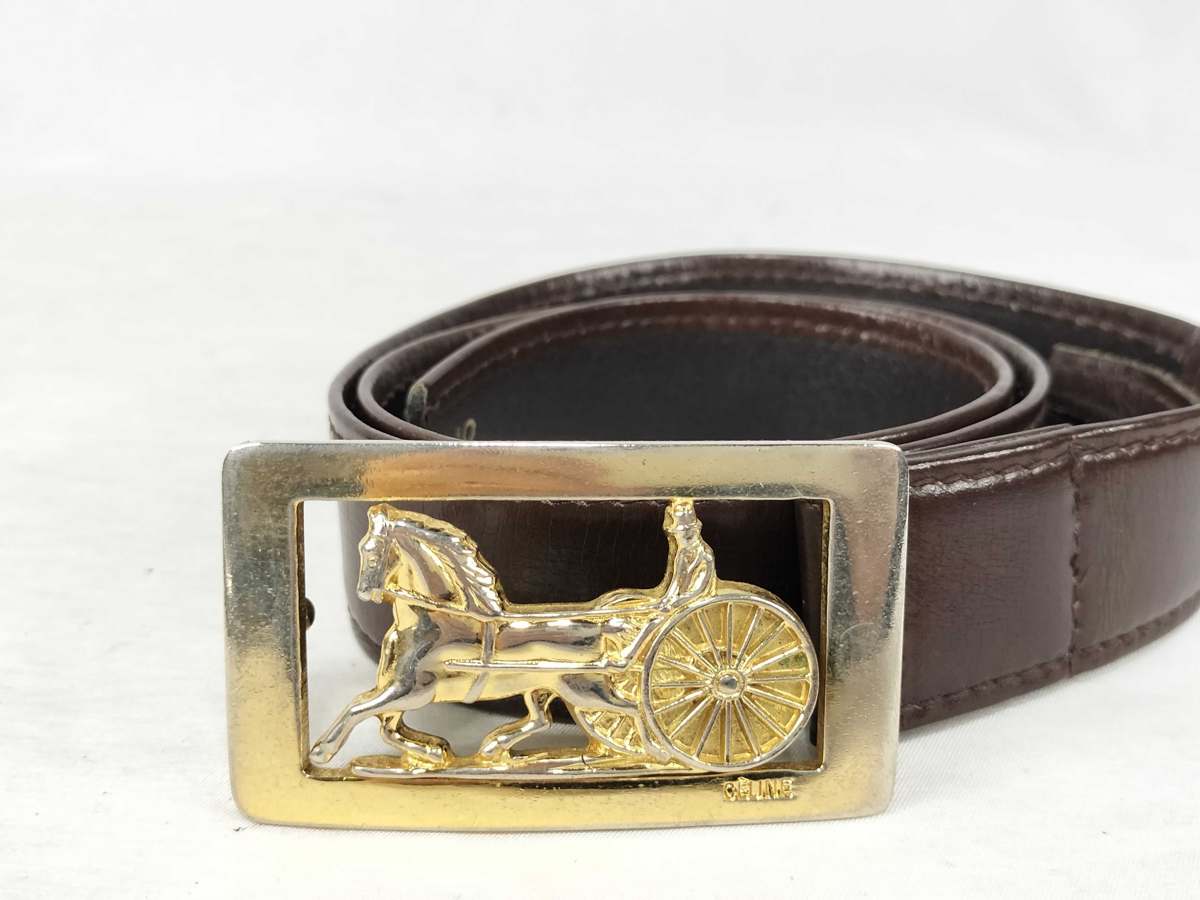 belt with carriage buckle, brown belt — view 2
