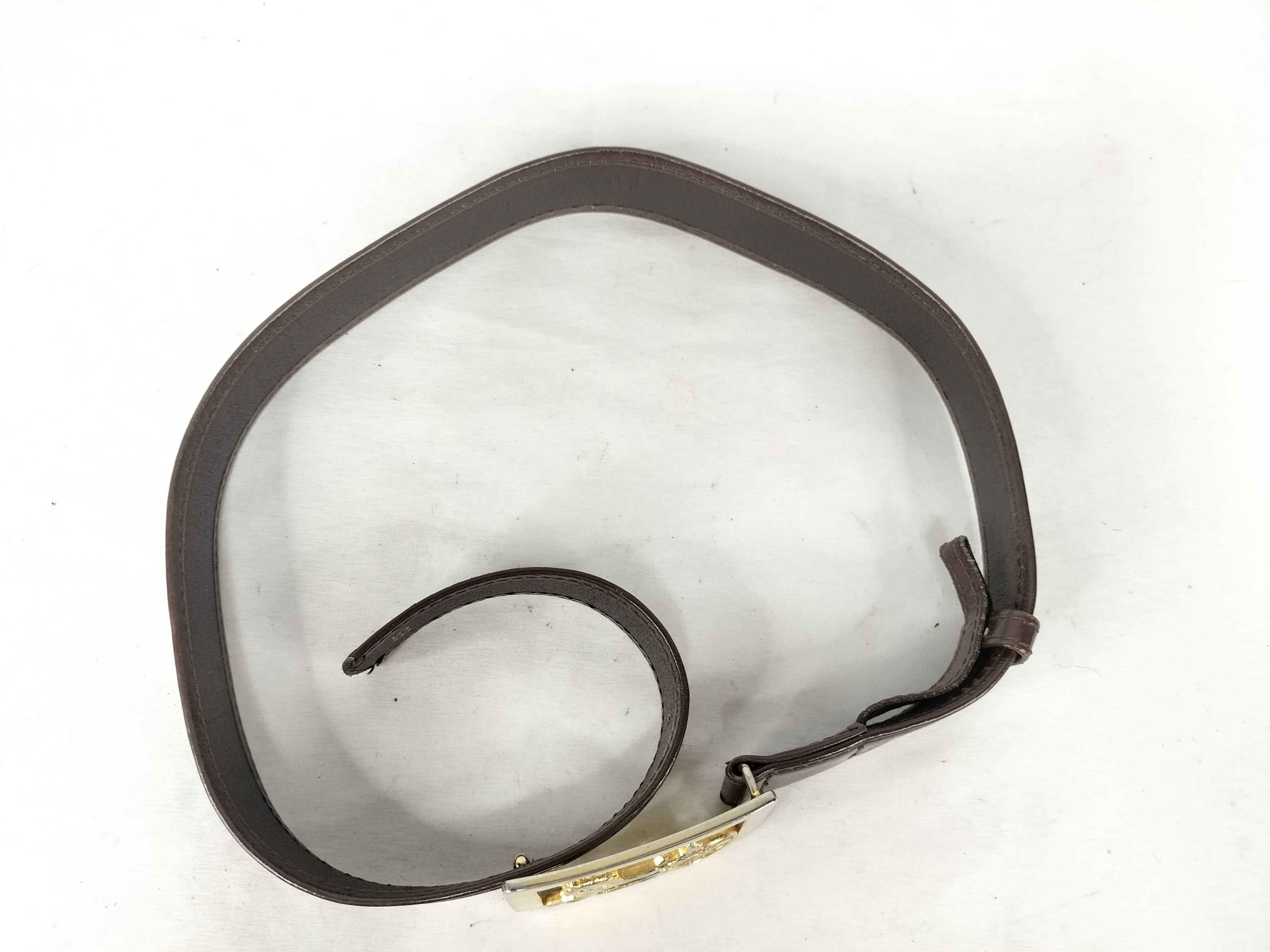 belt with carriage buckle, brown belt — view 3