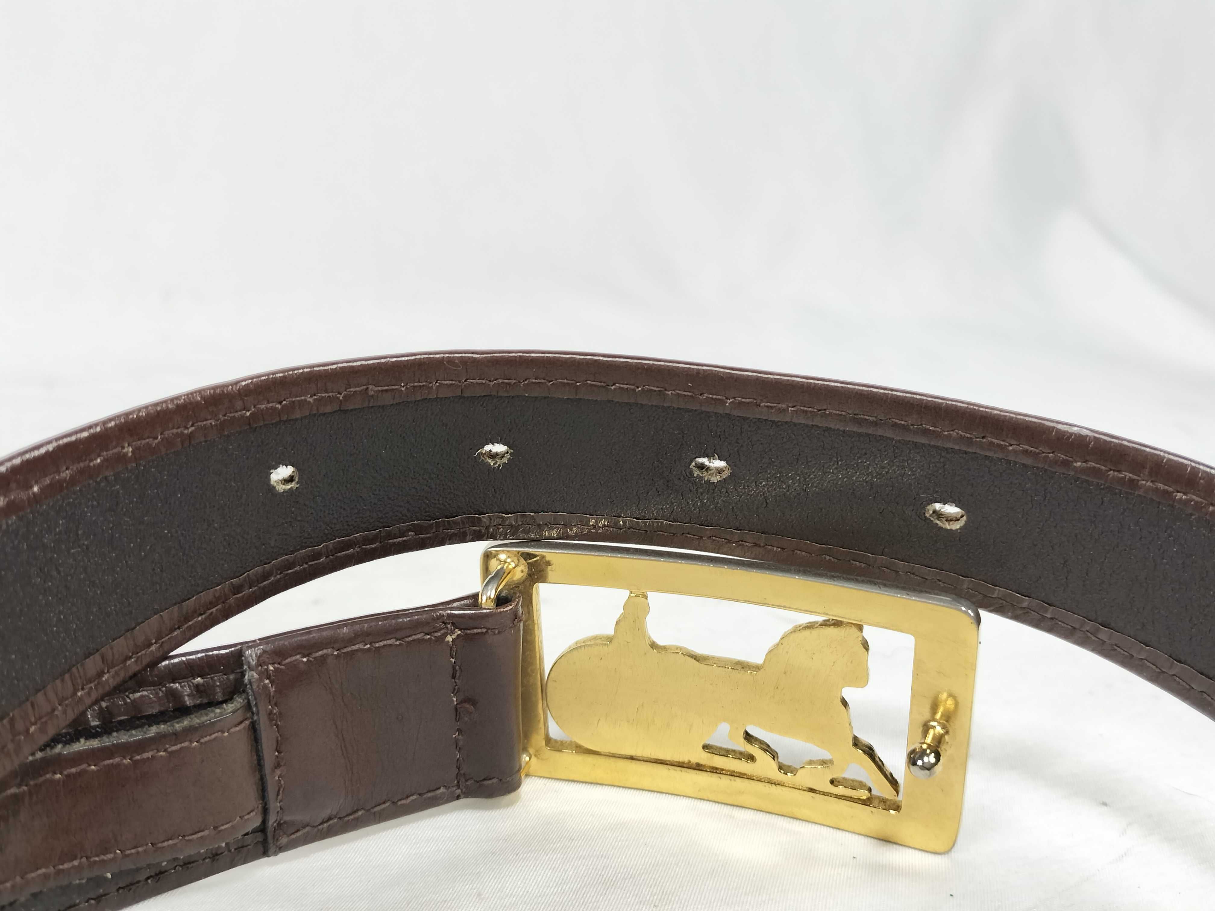 belt with carriage buckle, brown belt — view 4