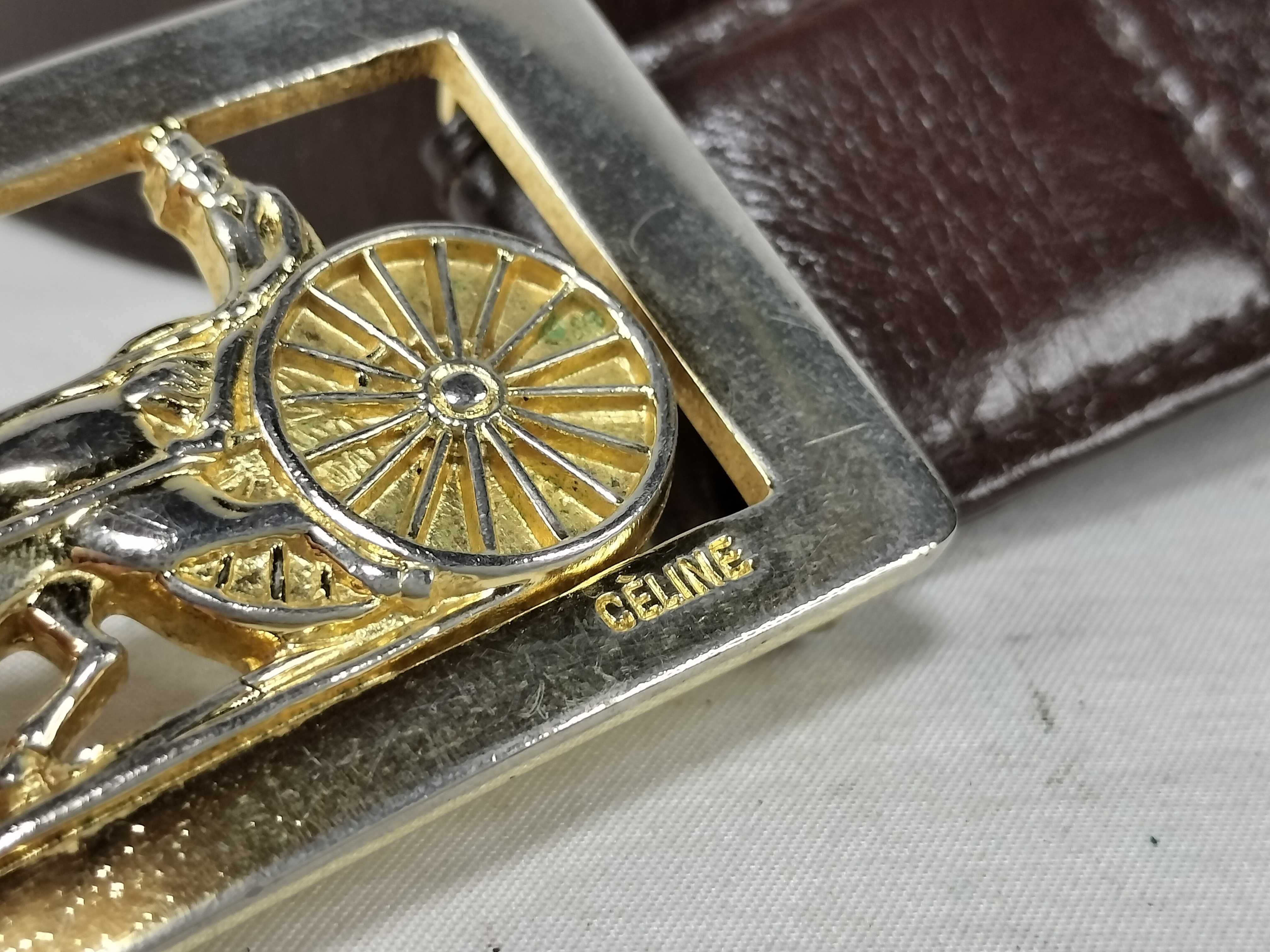 belt with carriage buckle, brown belt — view 5
