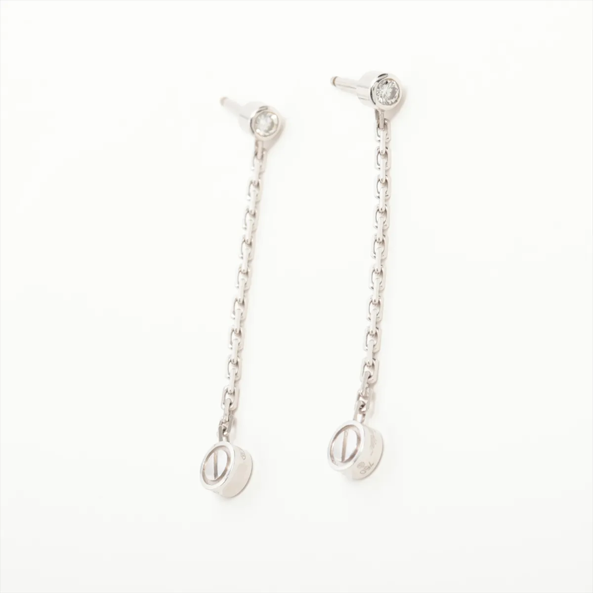 Love Diamond Earrings, 750 (WG), 2.9g, NT6397, without backing. — view 3