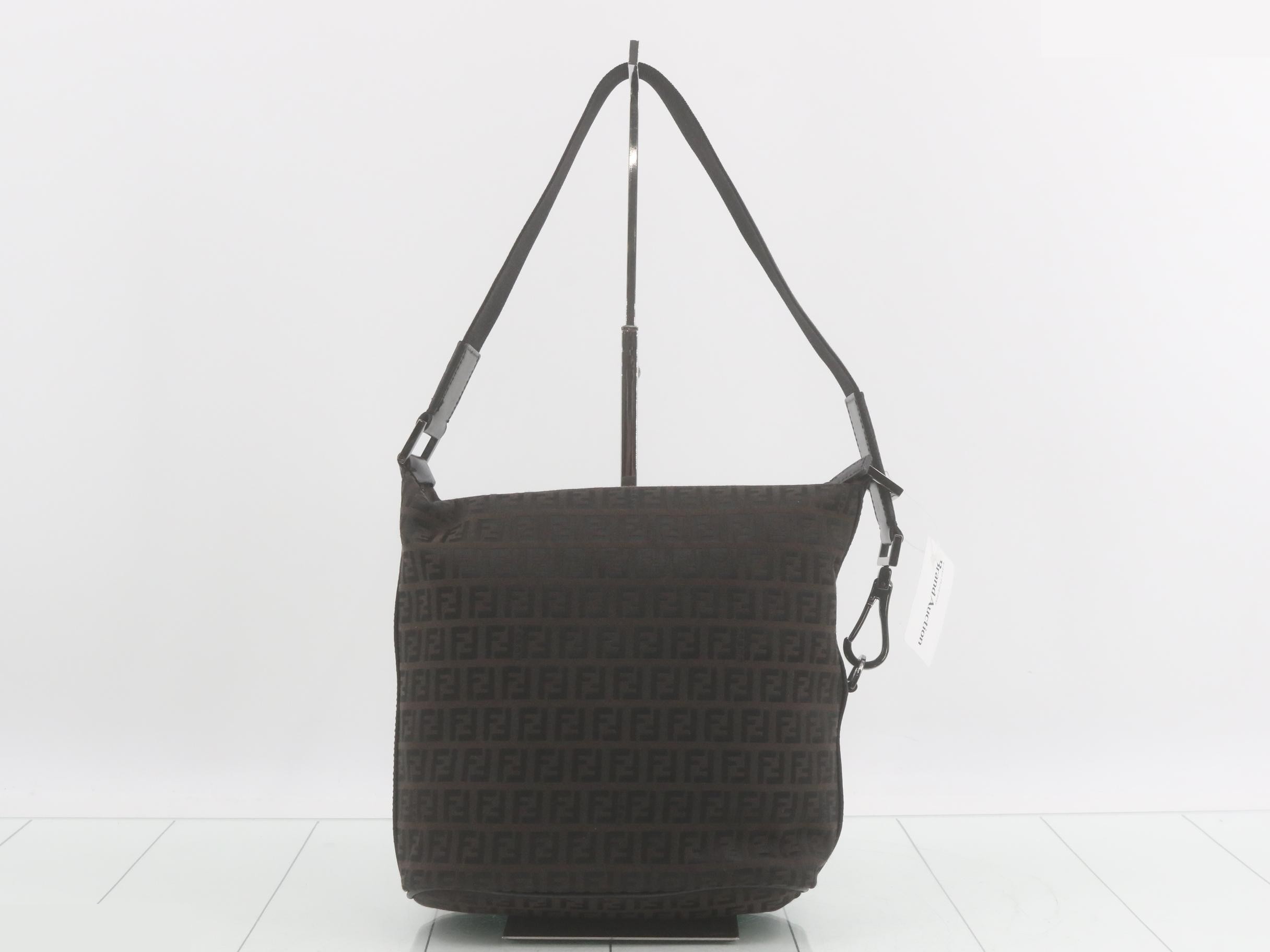 One-shoulder bag, brown, nylon, leather — view 2