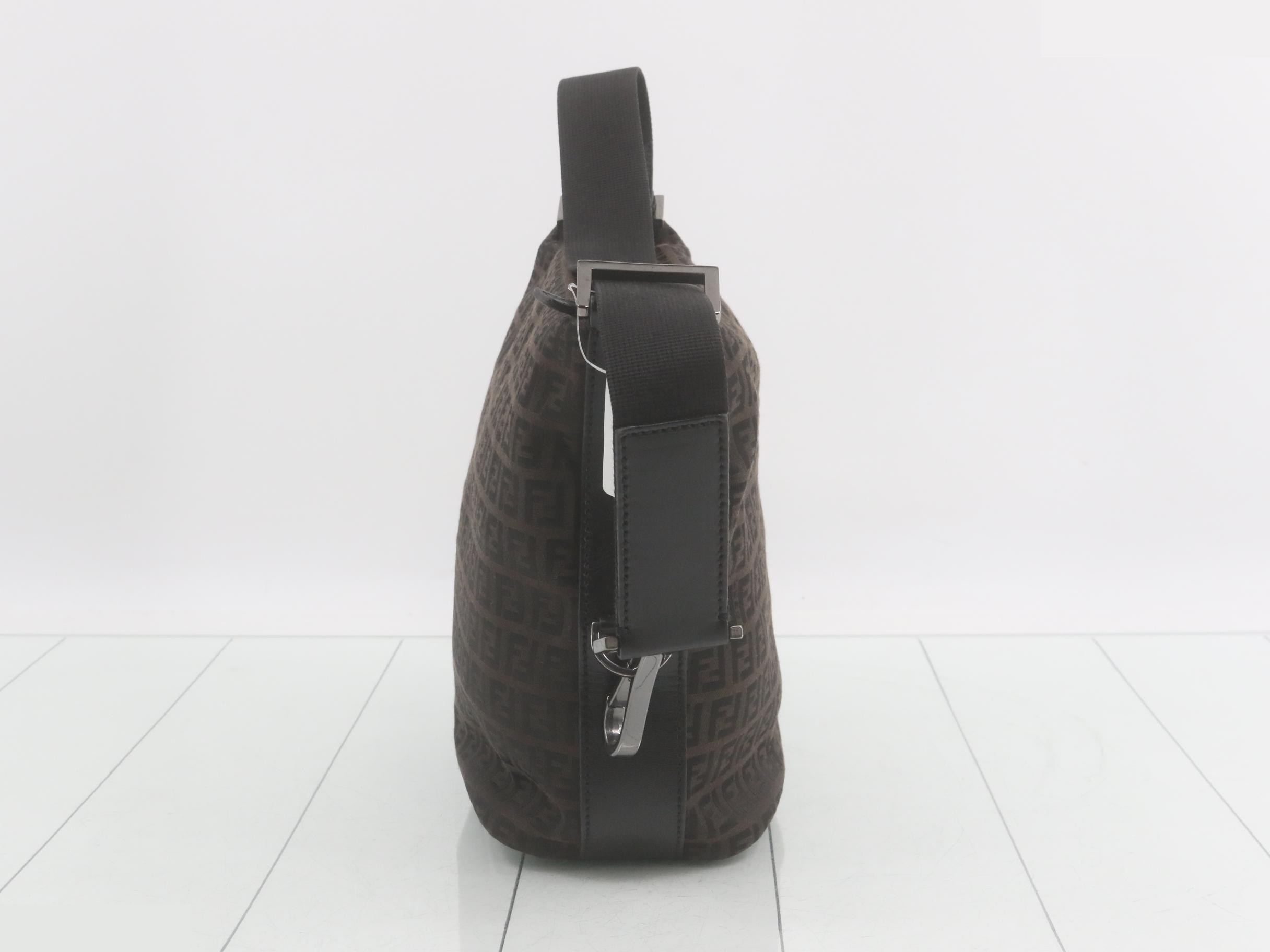 One-shoulder bag, brown, nylon, leather — view 4