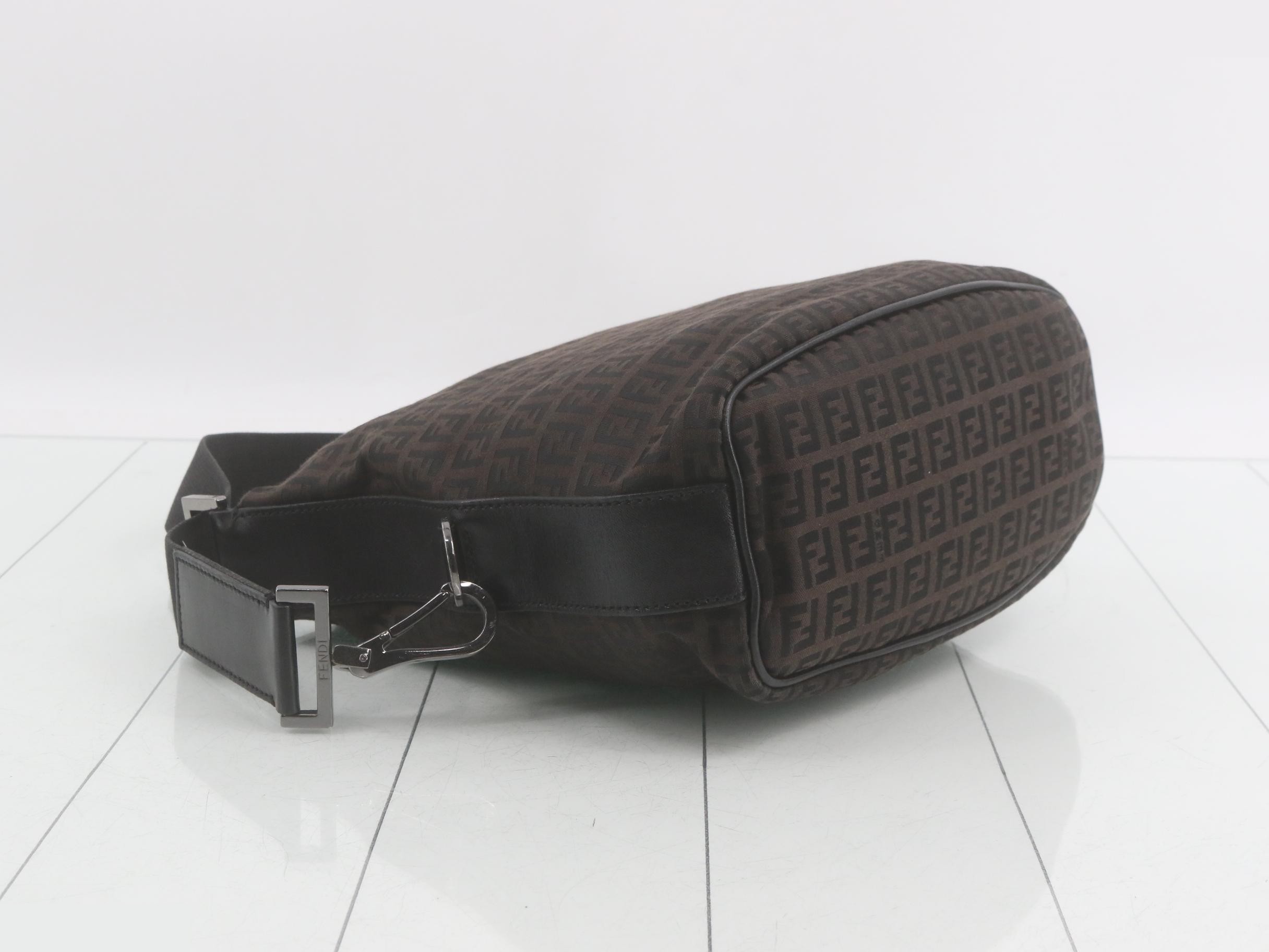 One-shoulder bag, brown, nylon, leather — view 5