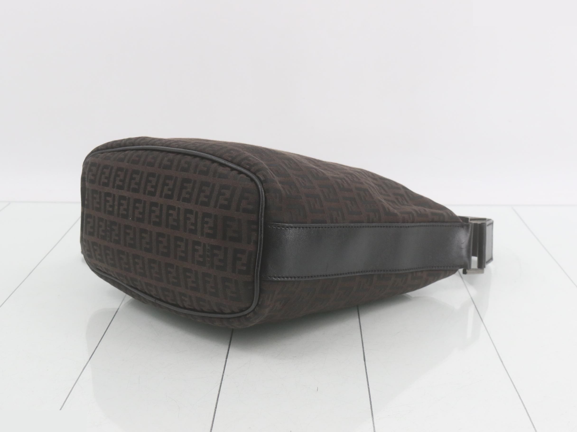 One-shoulder bag, brown, nylon, leather — view 6
