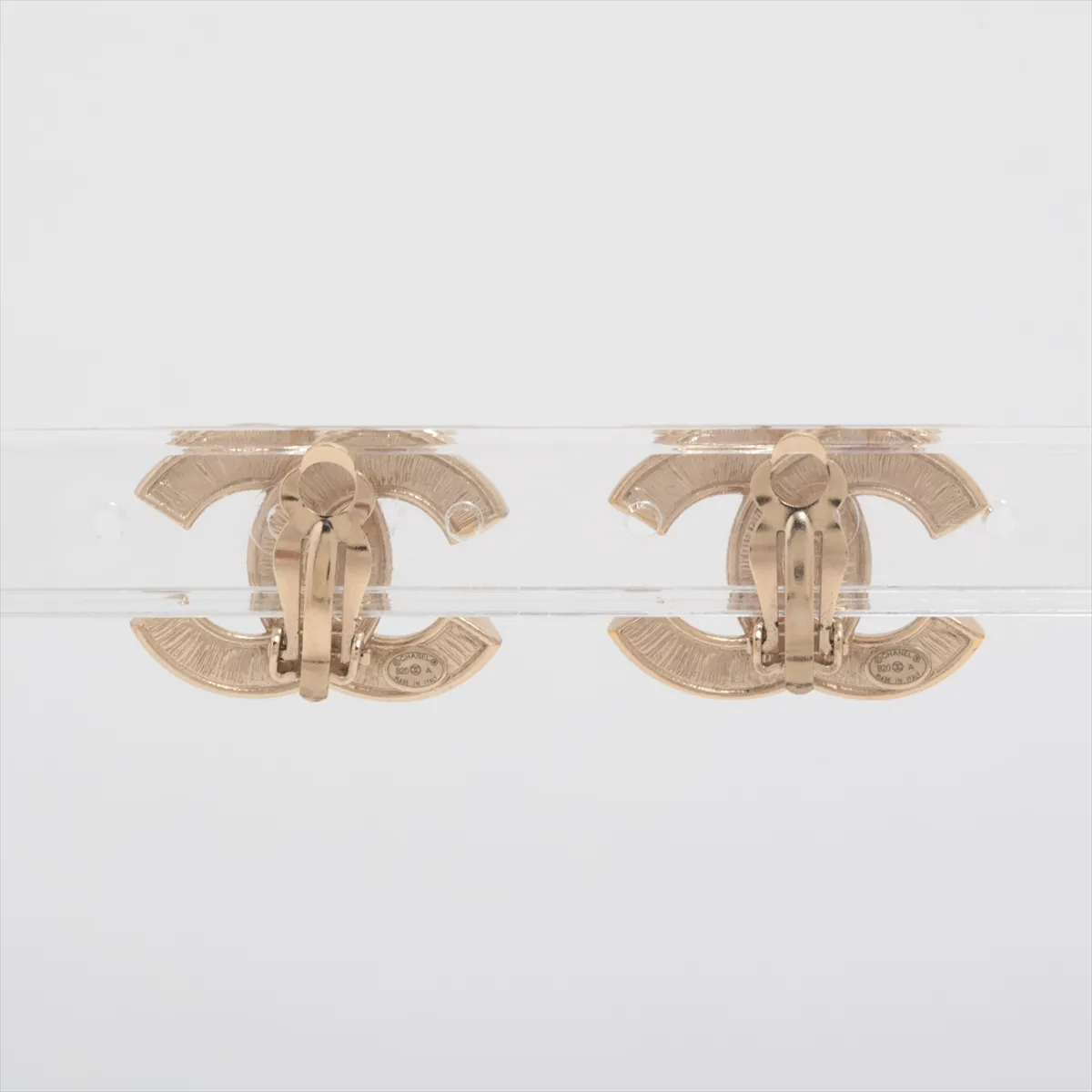 Coco Mark B20A Earrings (Pair) GP x Rhinestone x Faux Pearl Gold. Shows signs of wear: — view 2